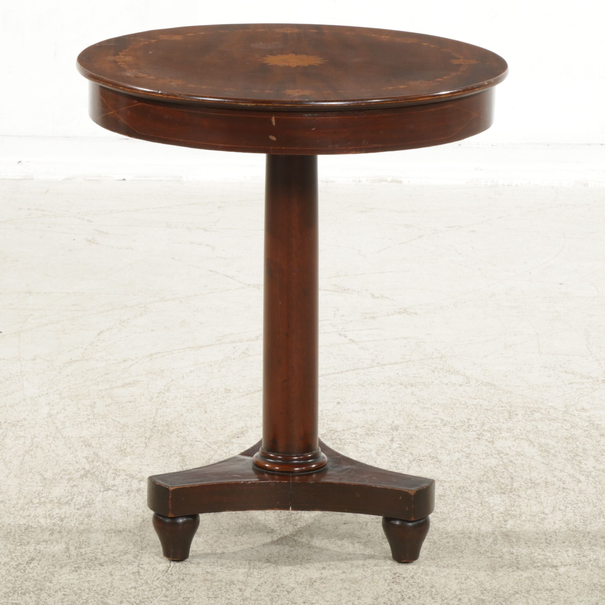 Biedermeier Style Mahogany Center Table with Marquetry Inlay