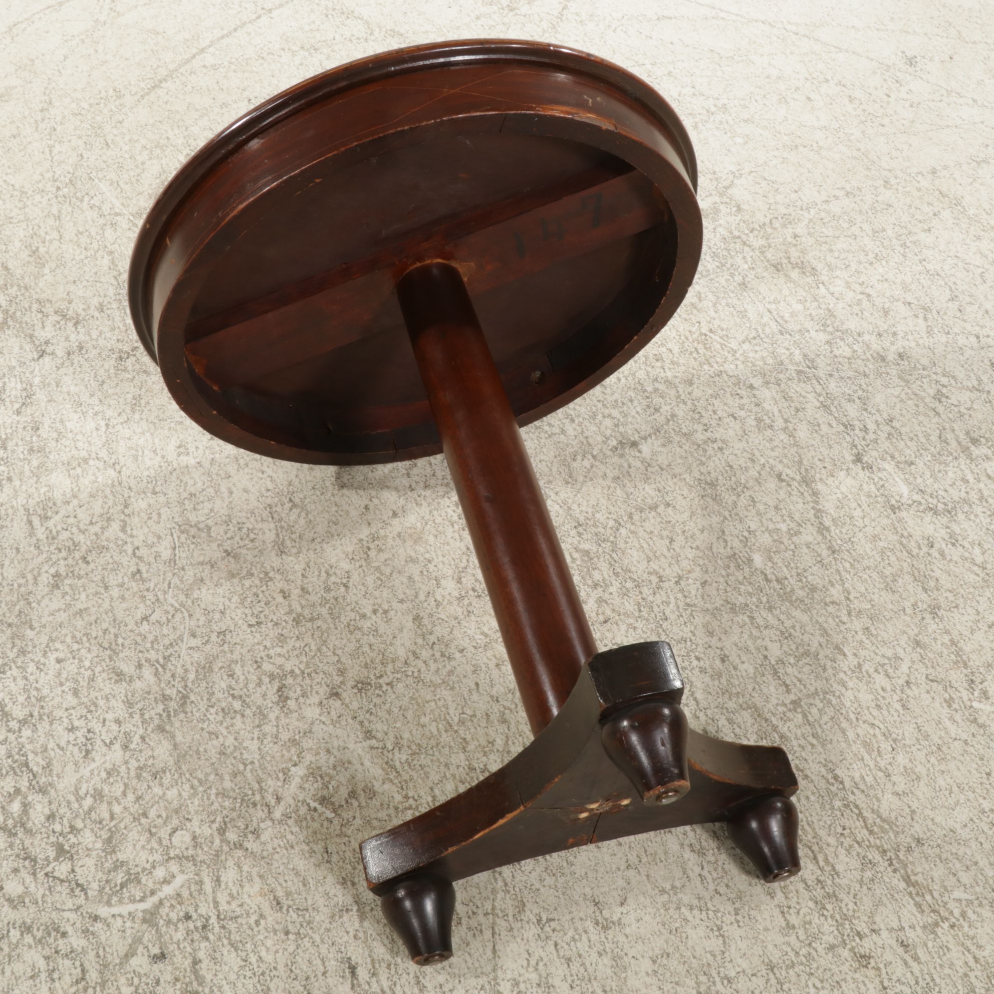 Biedermeier Style Mahogany Center Table with Marquetry Inlay