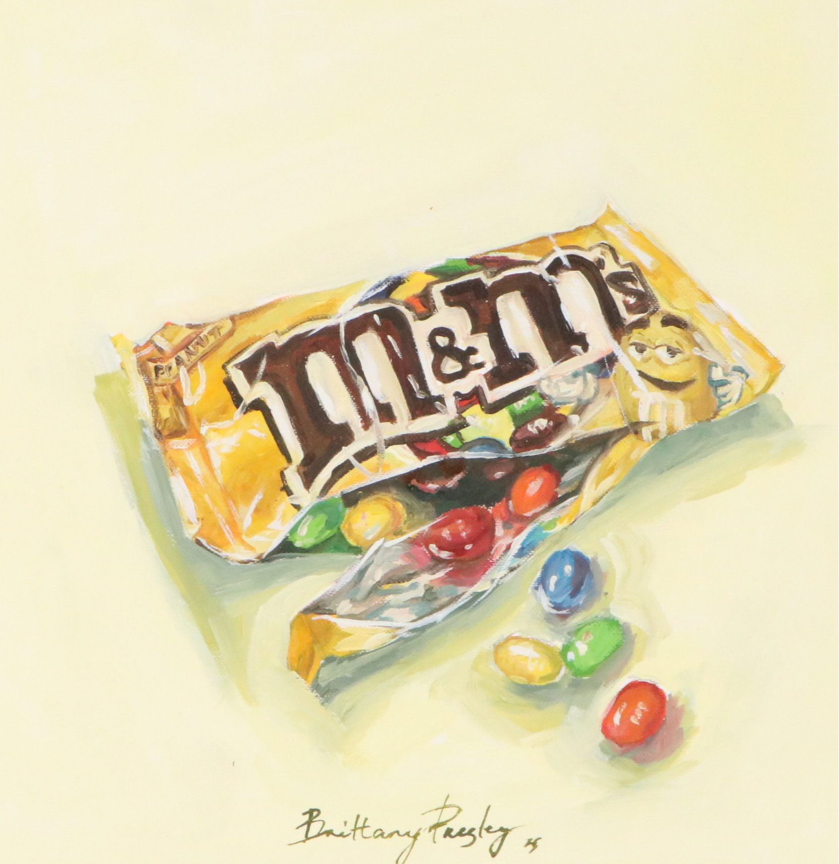 Brittany Presley Still Life Oil Painting of Peanut M&M's, 2026