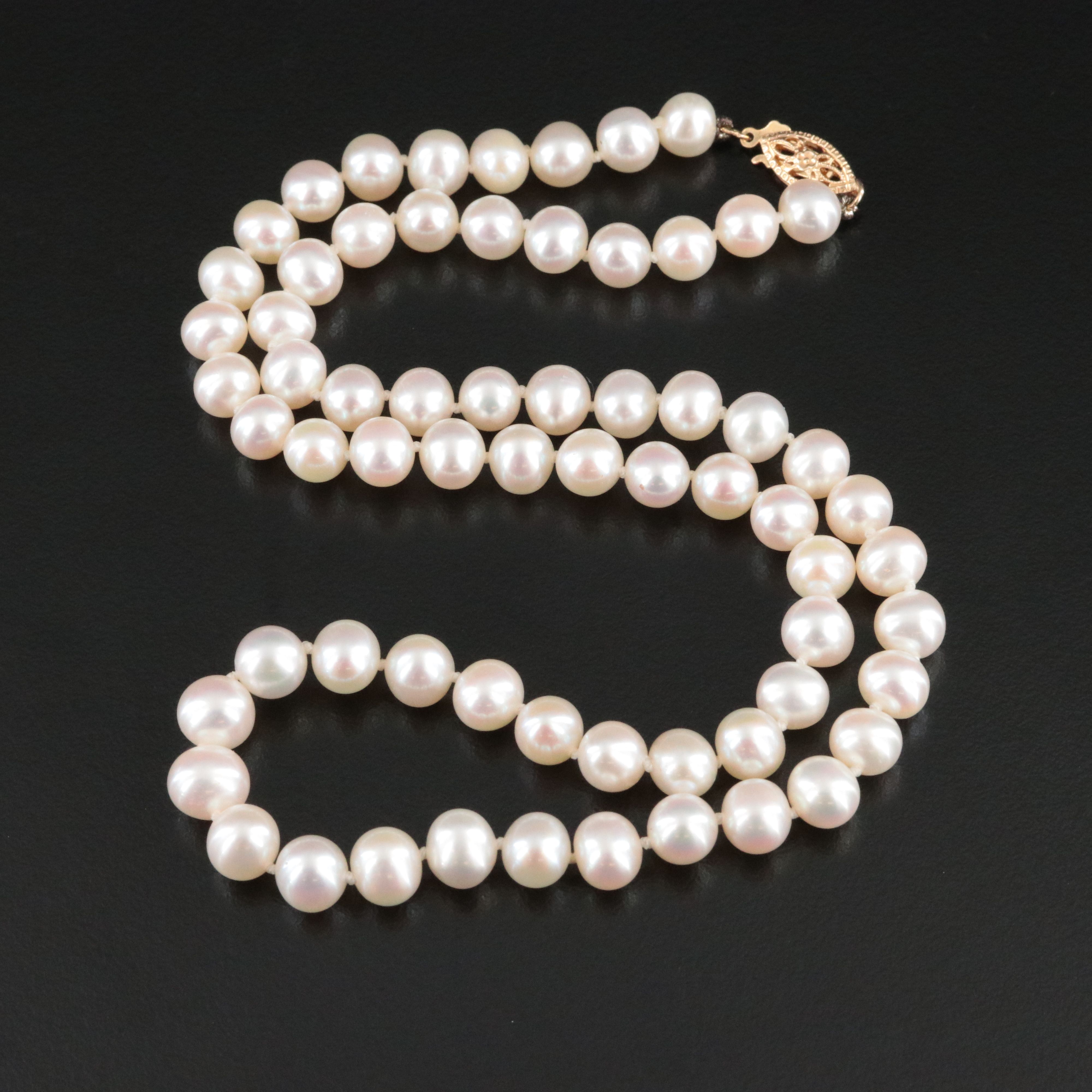 Pearl Necklace with 14K Clasp