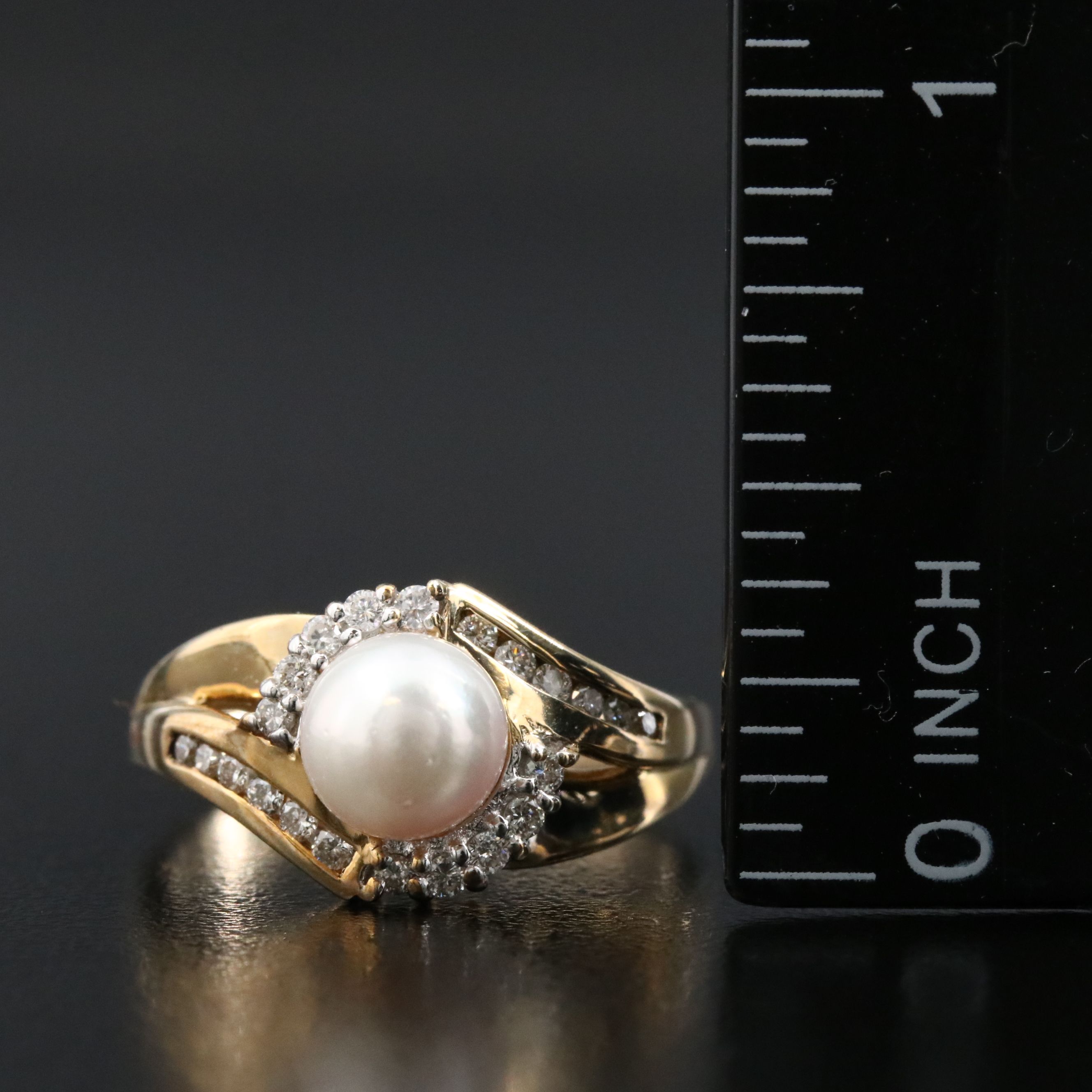 10K Pearl and Diamond Ring