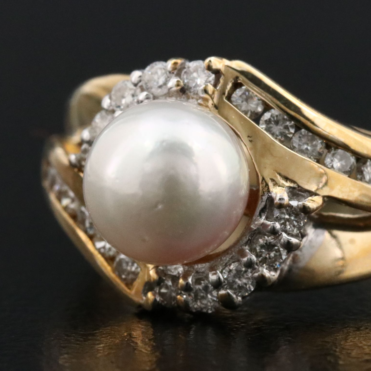 10K Pearl and Diamond Ring