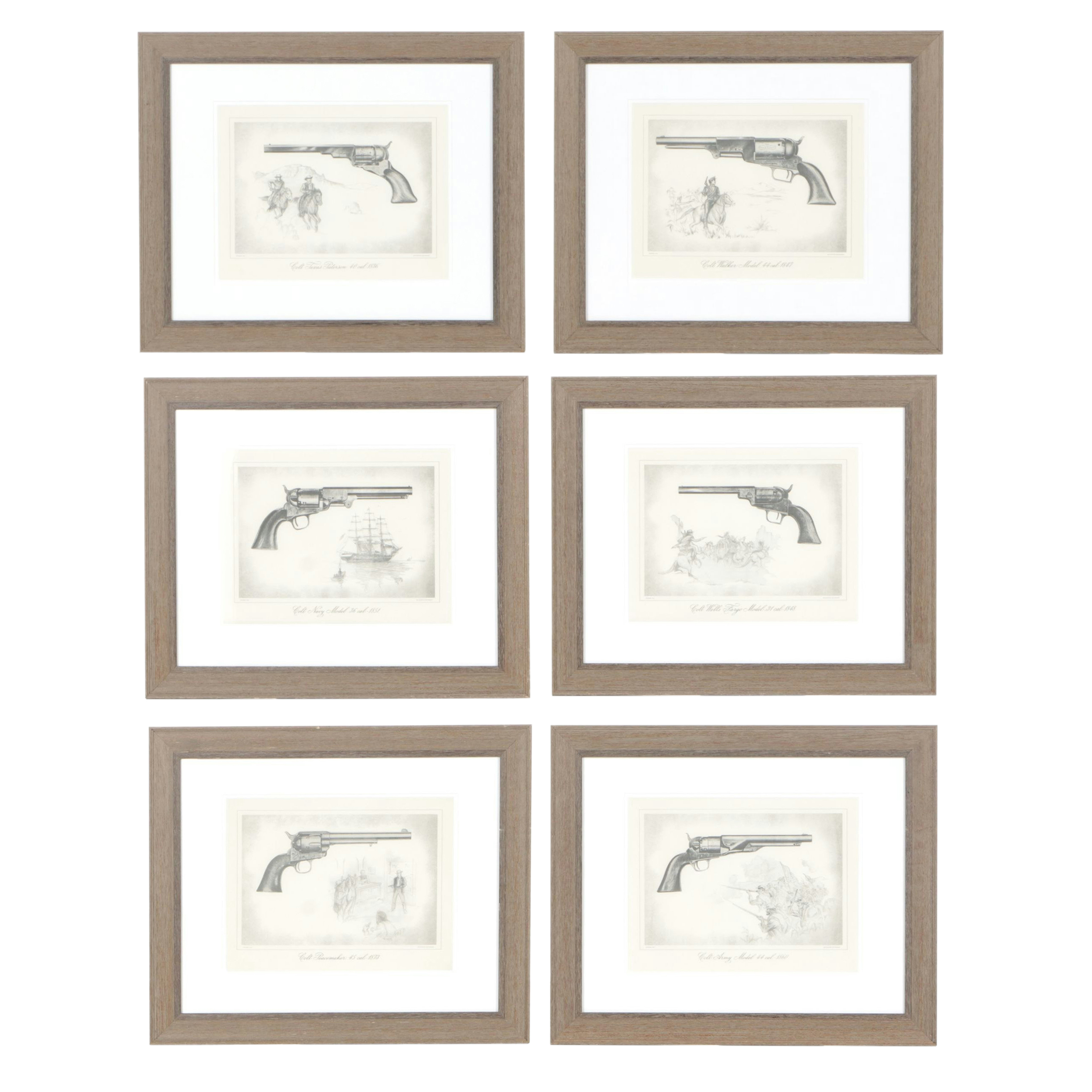 Giclée Collection of Colt Pistol Historical Prints, Late 20th Century