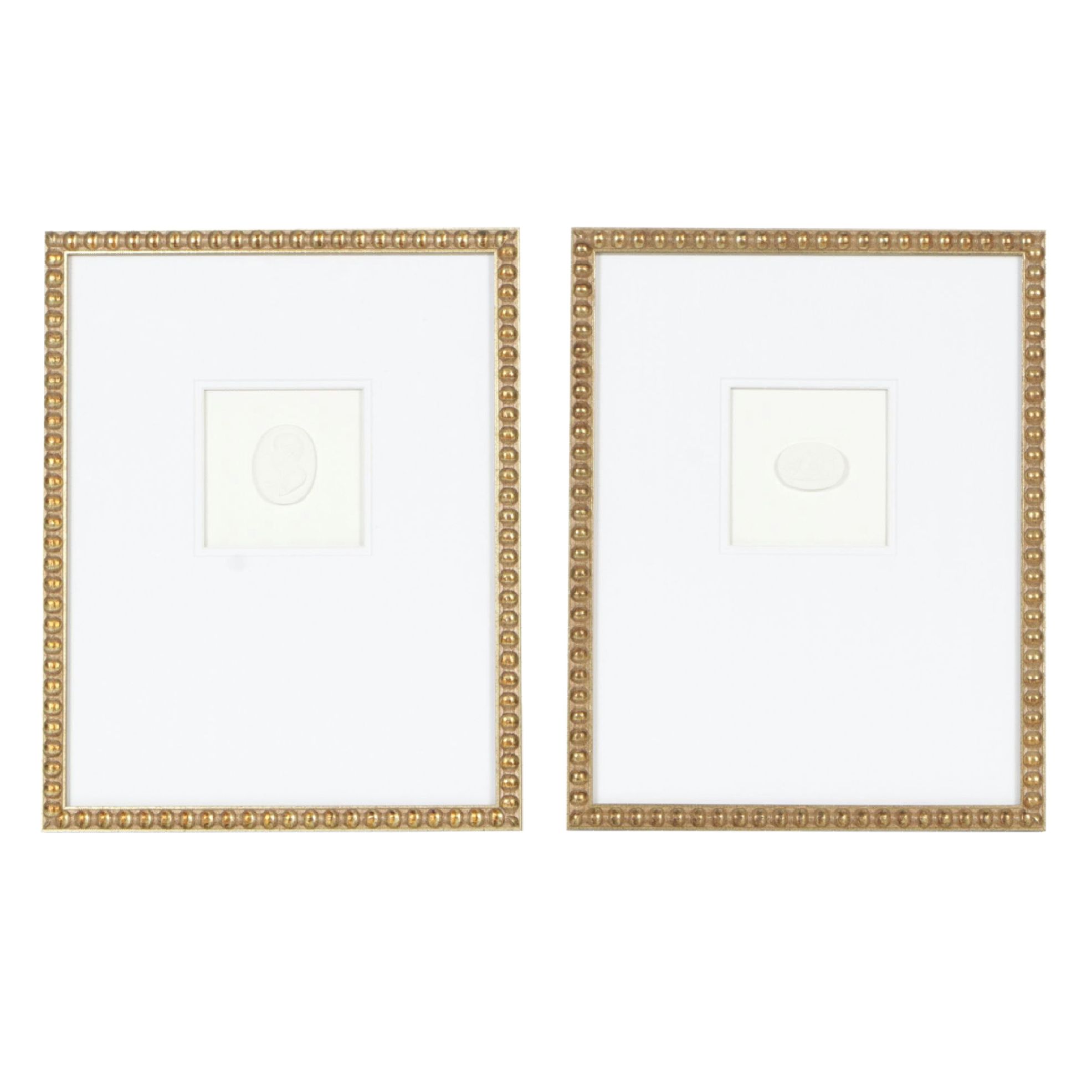 Italian Neoclassical Style Plaster Bas-Relief Intaglios Featuring Male Portraits