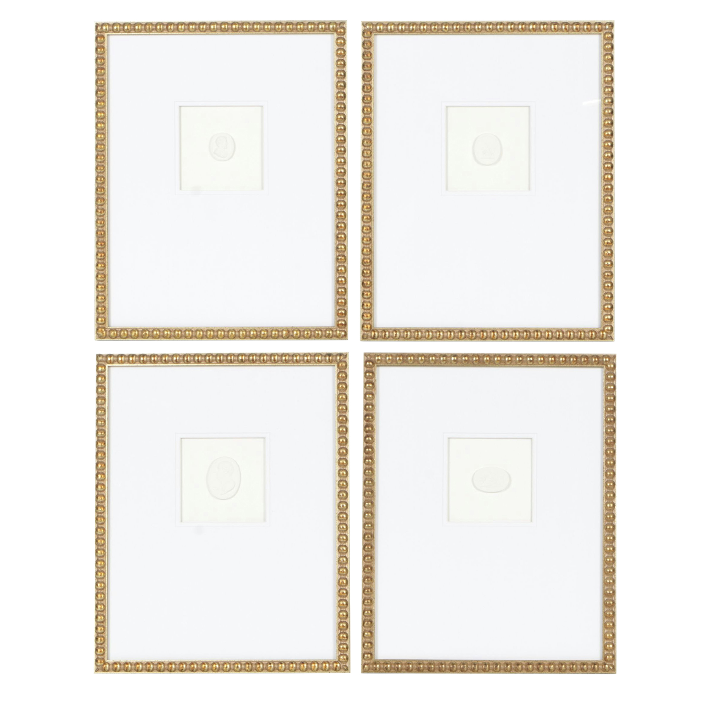 Italian Neoclassical Style Plaster Bas-Relief Intaglios Featuring Male Portraits