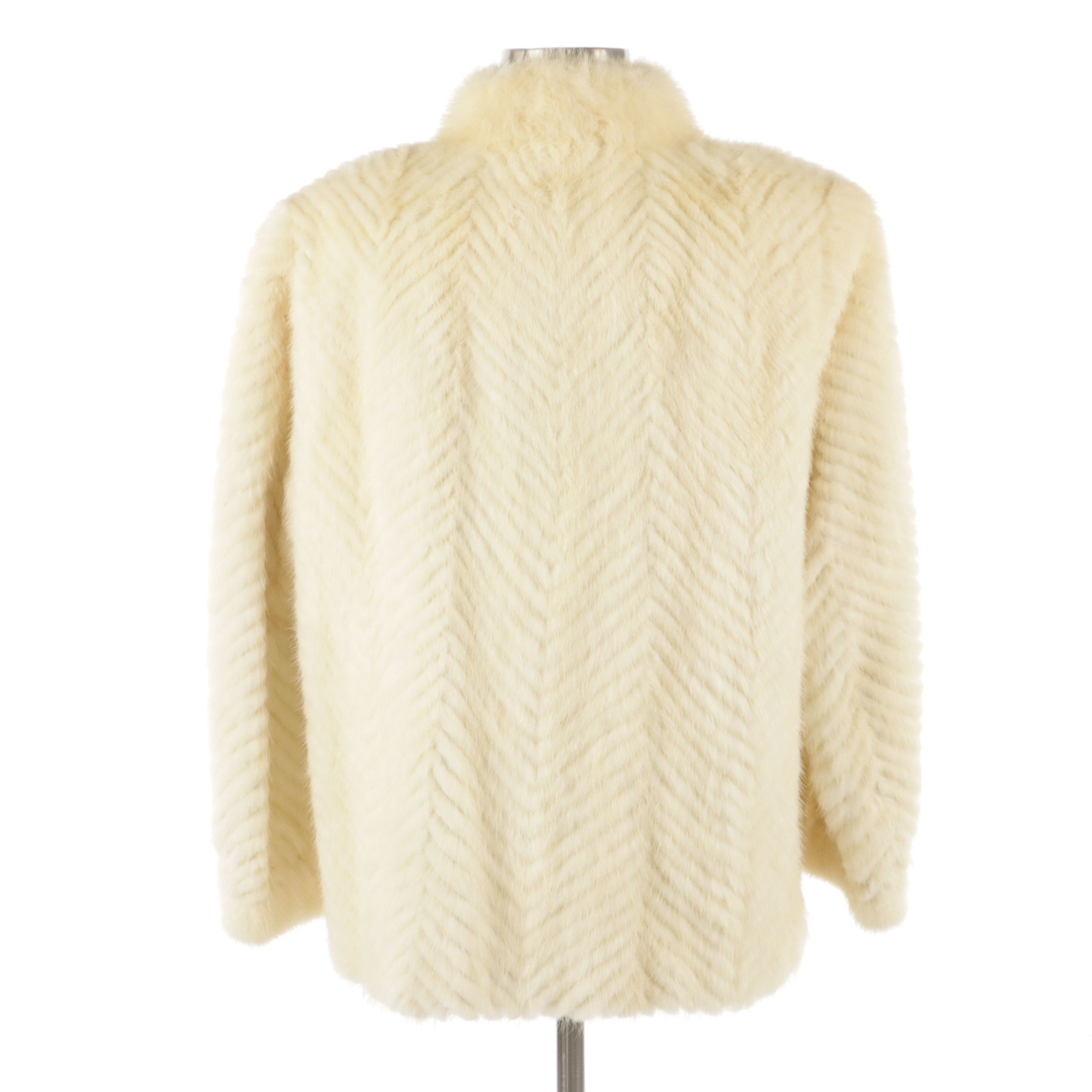 Henig Furs Chevron White Rabbit and Leather Jacket