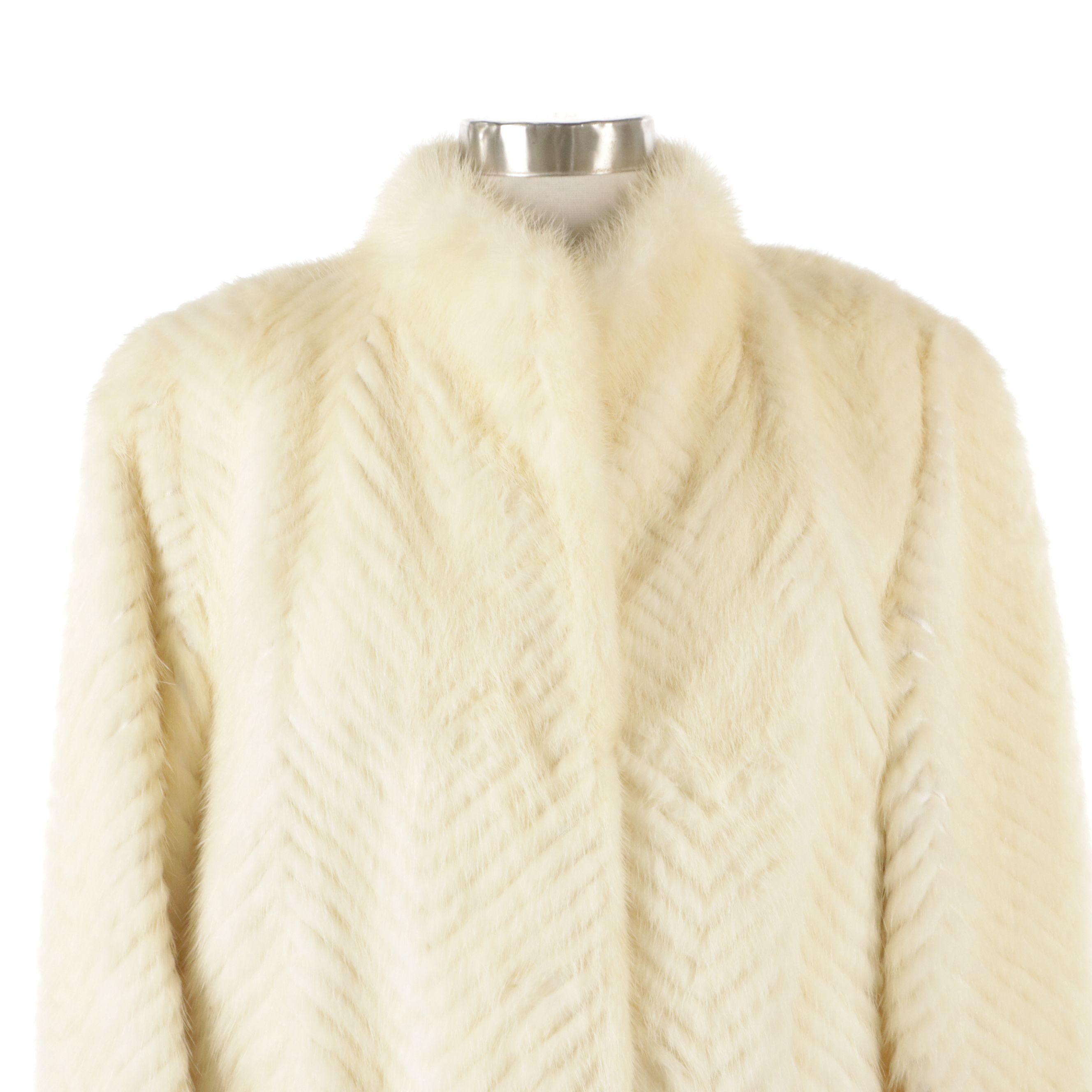 Henig Furs Chevron White Rabbit and Leather Jacket