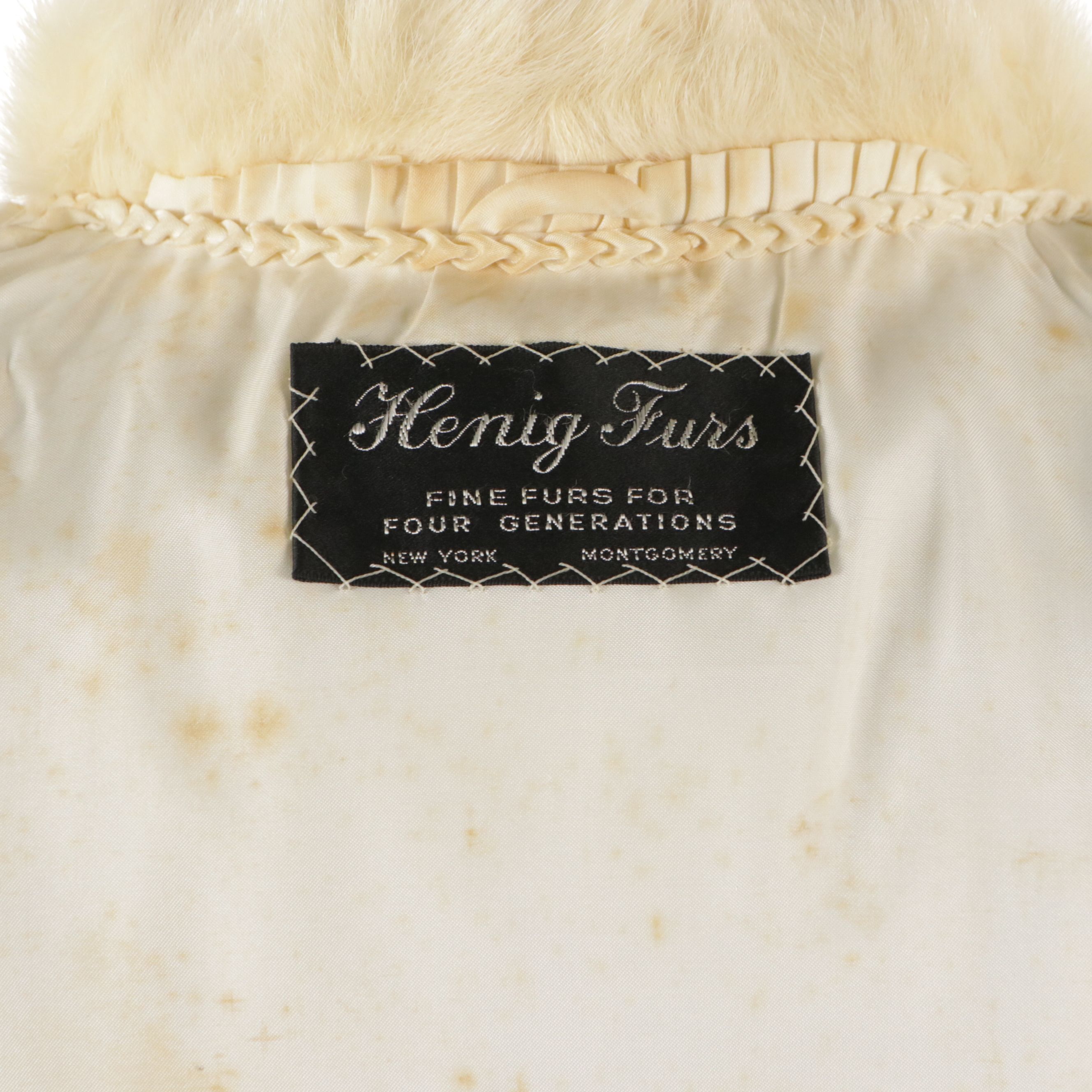 Henig Furs Chevron White Rabbit and Leather Jacket