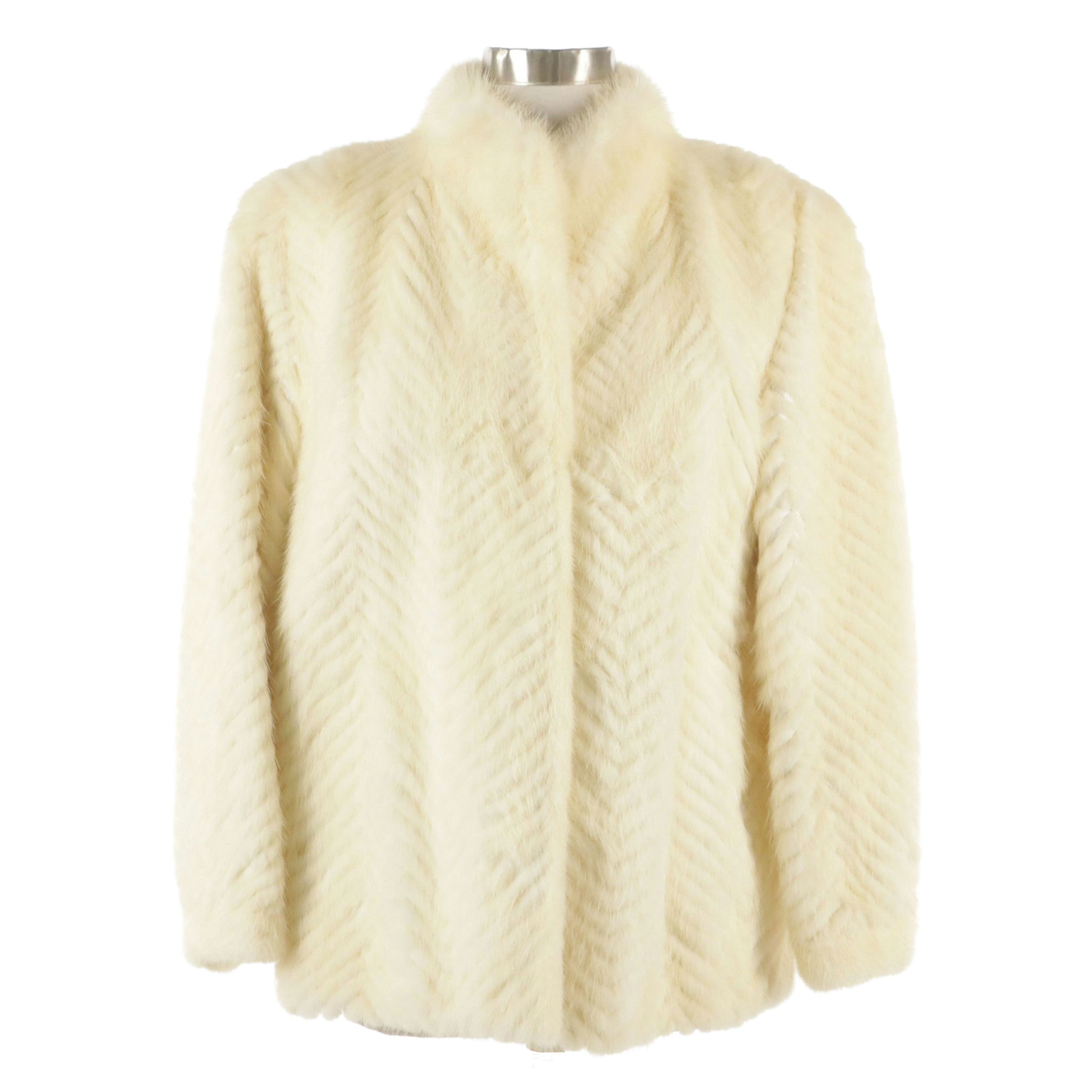 Henig Furs Chevron White Rabbit and Leather Jacket