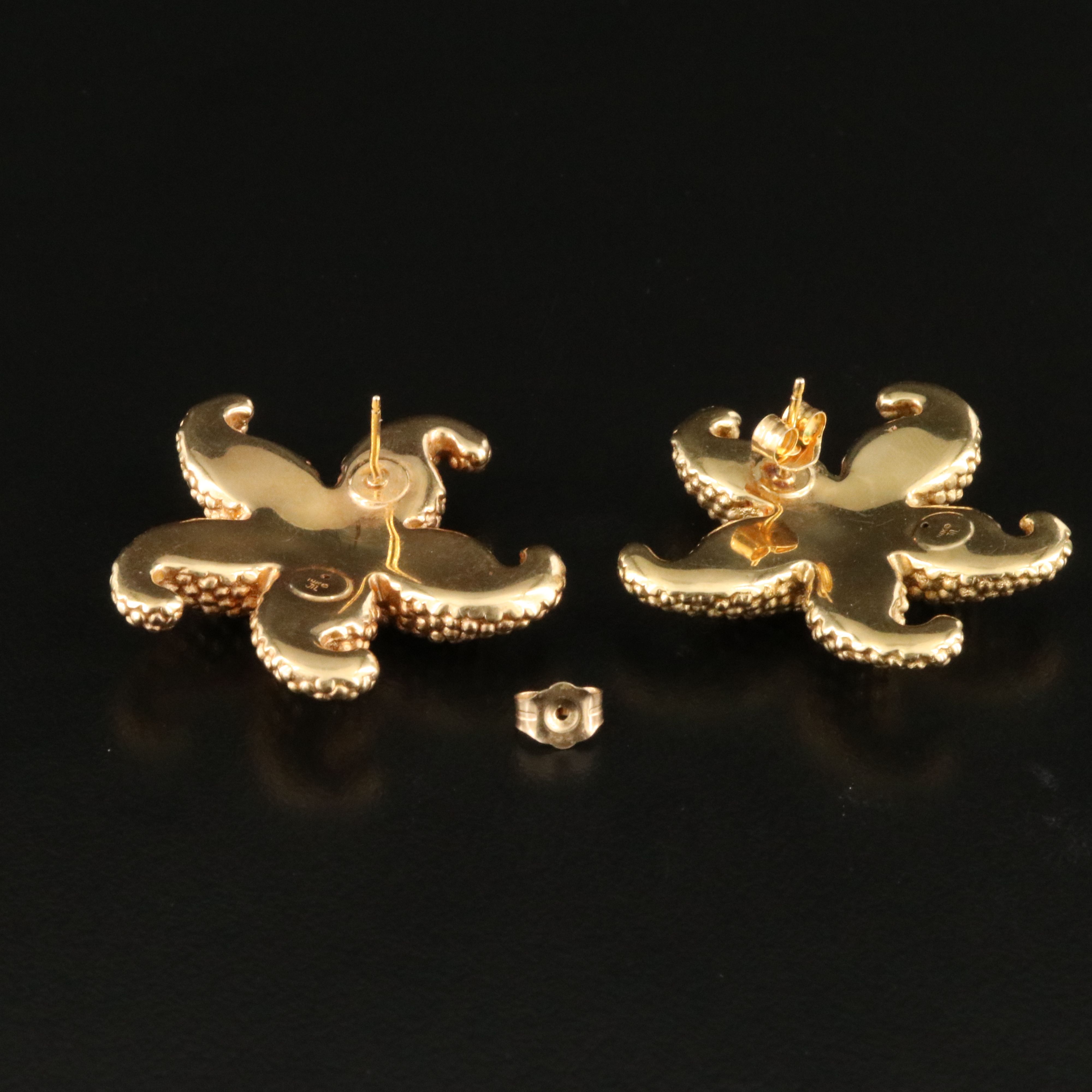 14K Electroformed Starfish Earrings