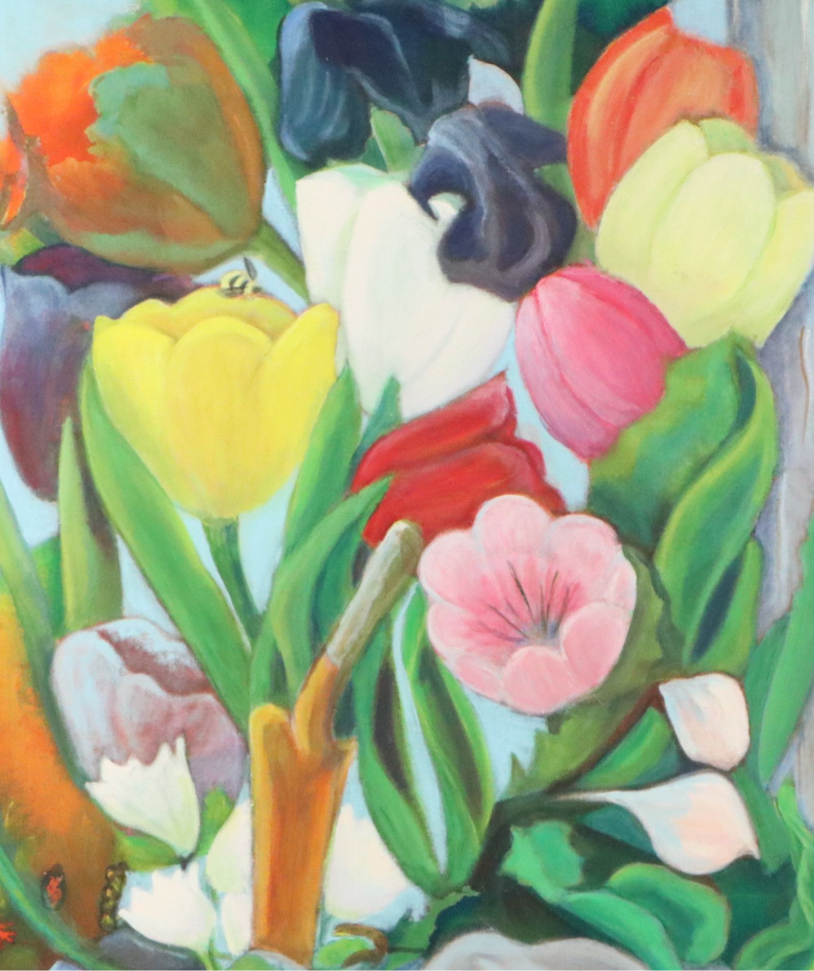 Fauvist Oil Painting of Spring Flowers, 21st Century