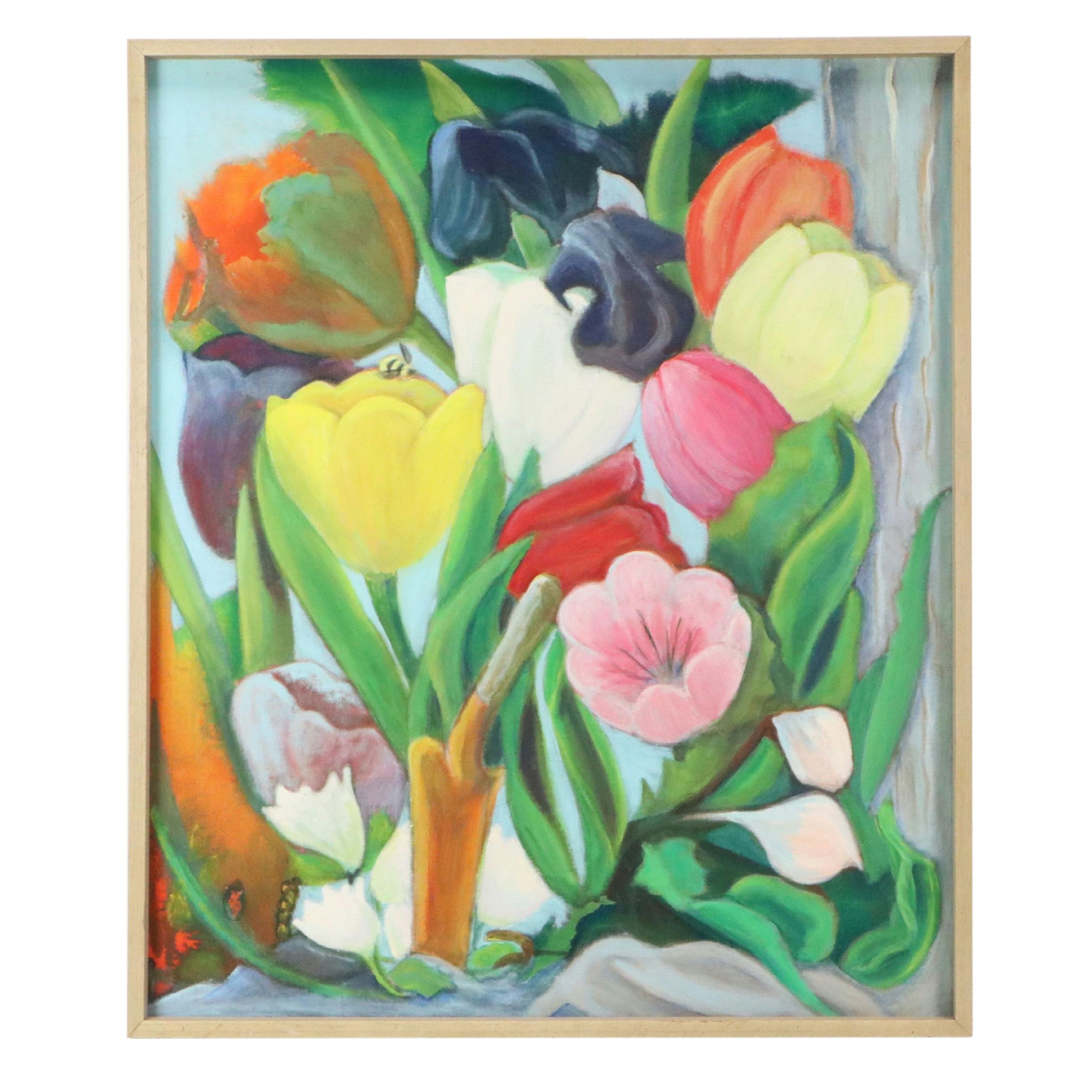 Fauvist Oil Painting of Spring Flowers, 21st Century