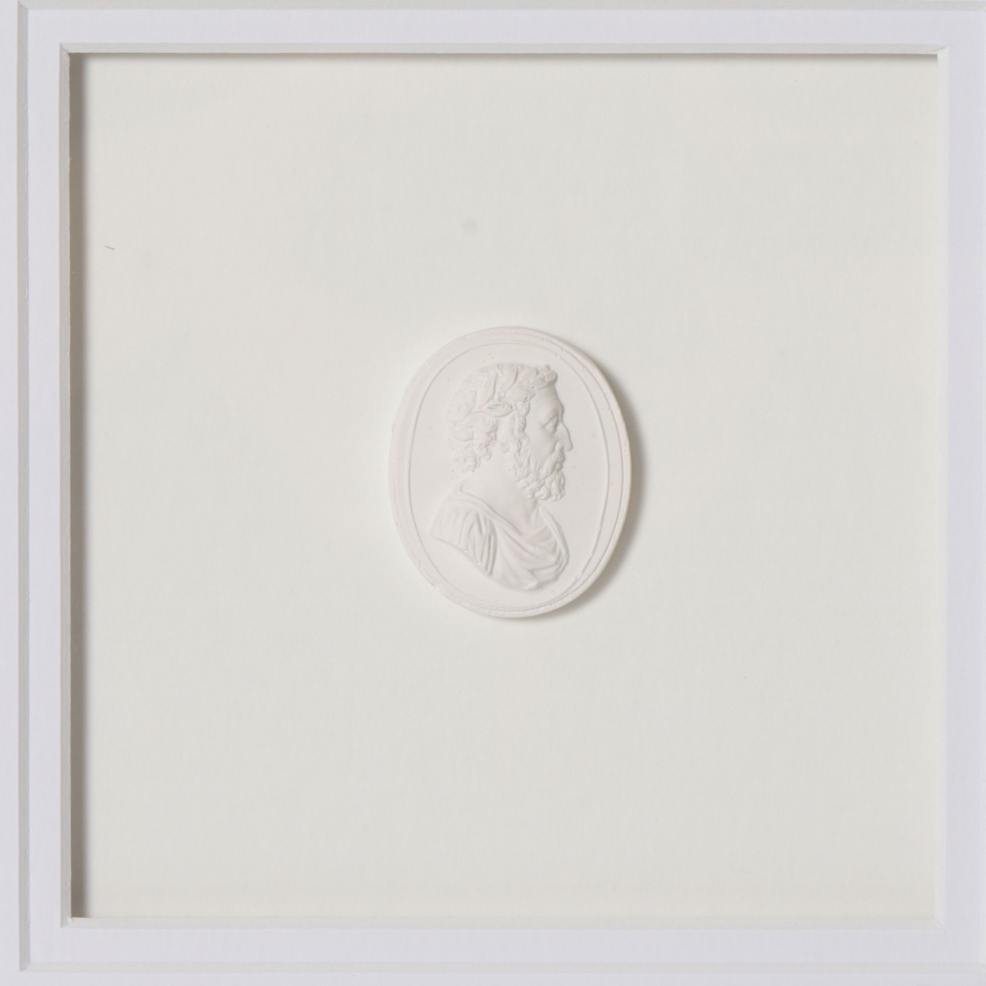 Italian Neoclassical Style Plaster Bas-Relief Intaglios Featuring Male Portraits