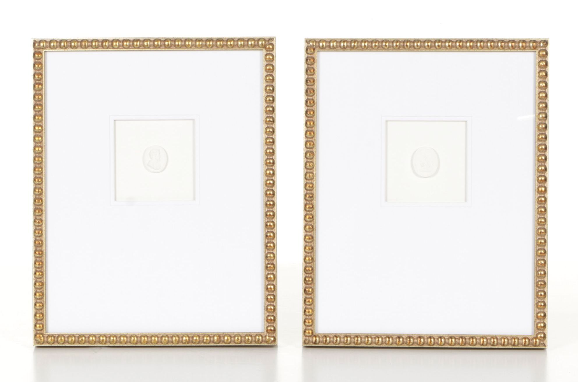 Italian Neoclassical Style Plaster Bas-Relief Intaglios Featuring Male Portraits