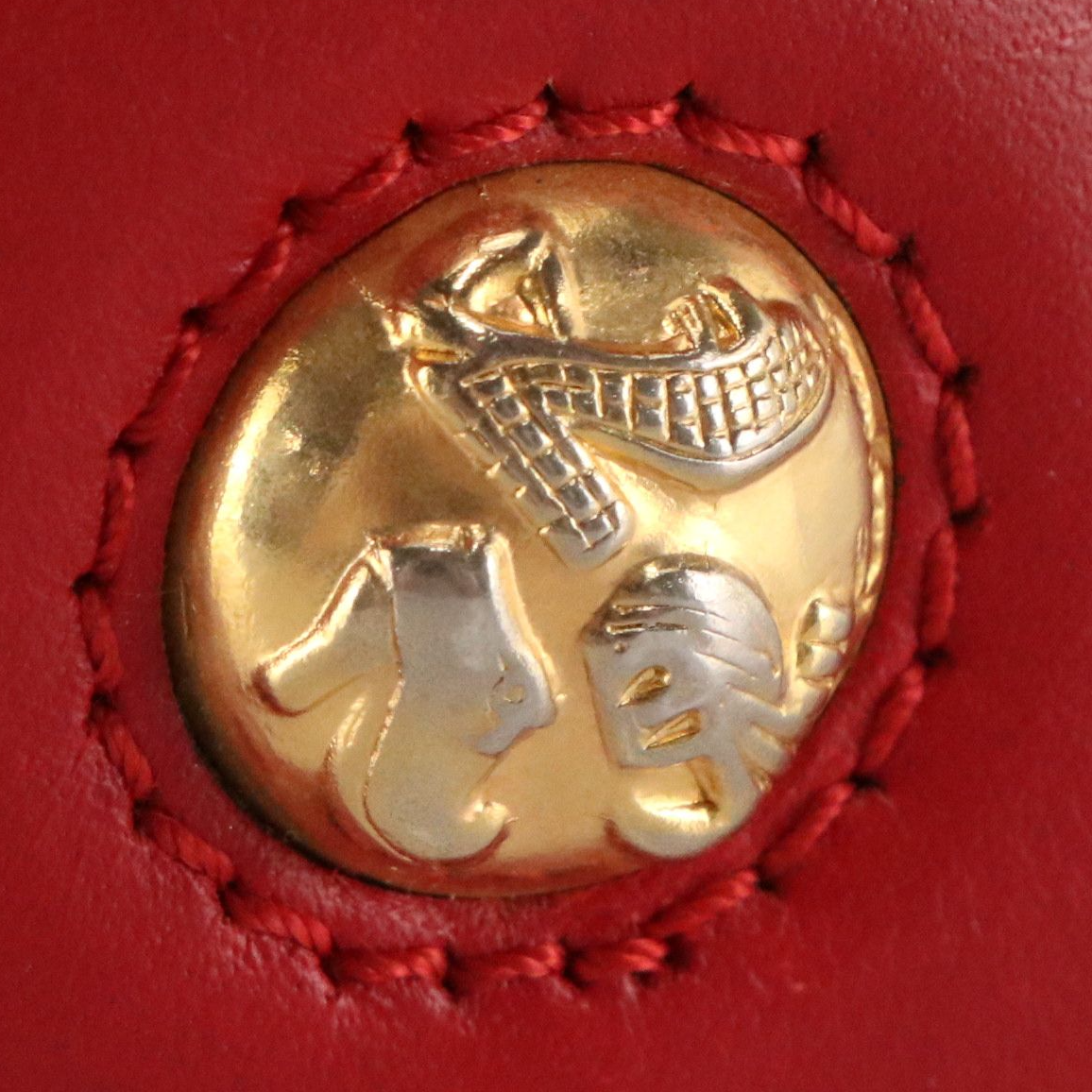 Salvatore Ferragamo Small Bucket Bag in Shoe Studded Red Leather