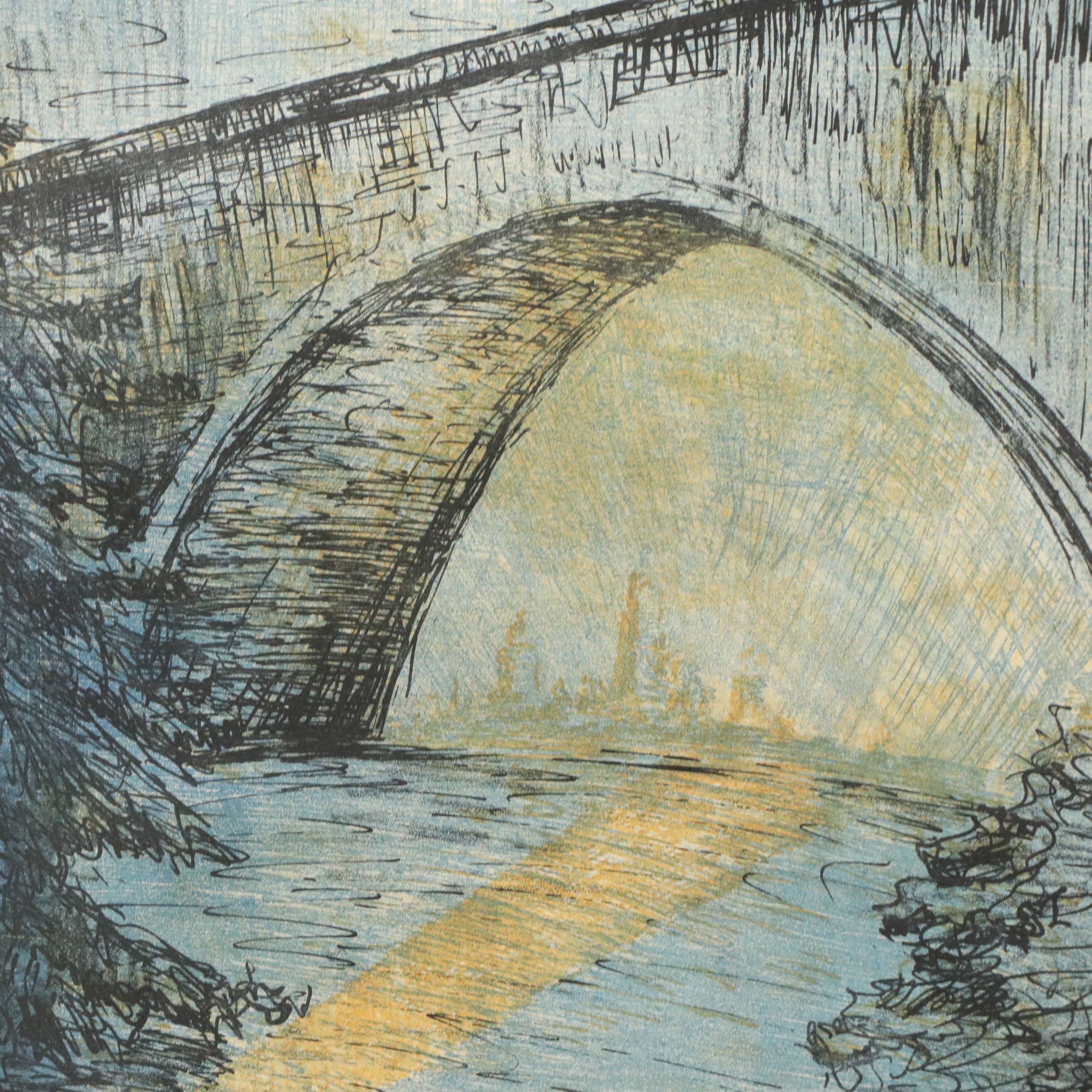 W. Prius Color Lithograph "City Lights," Late 20th Century