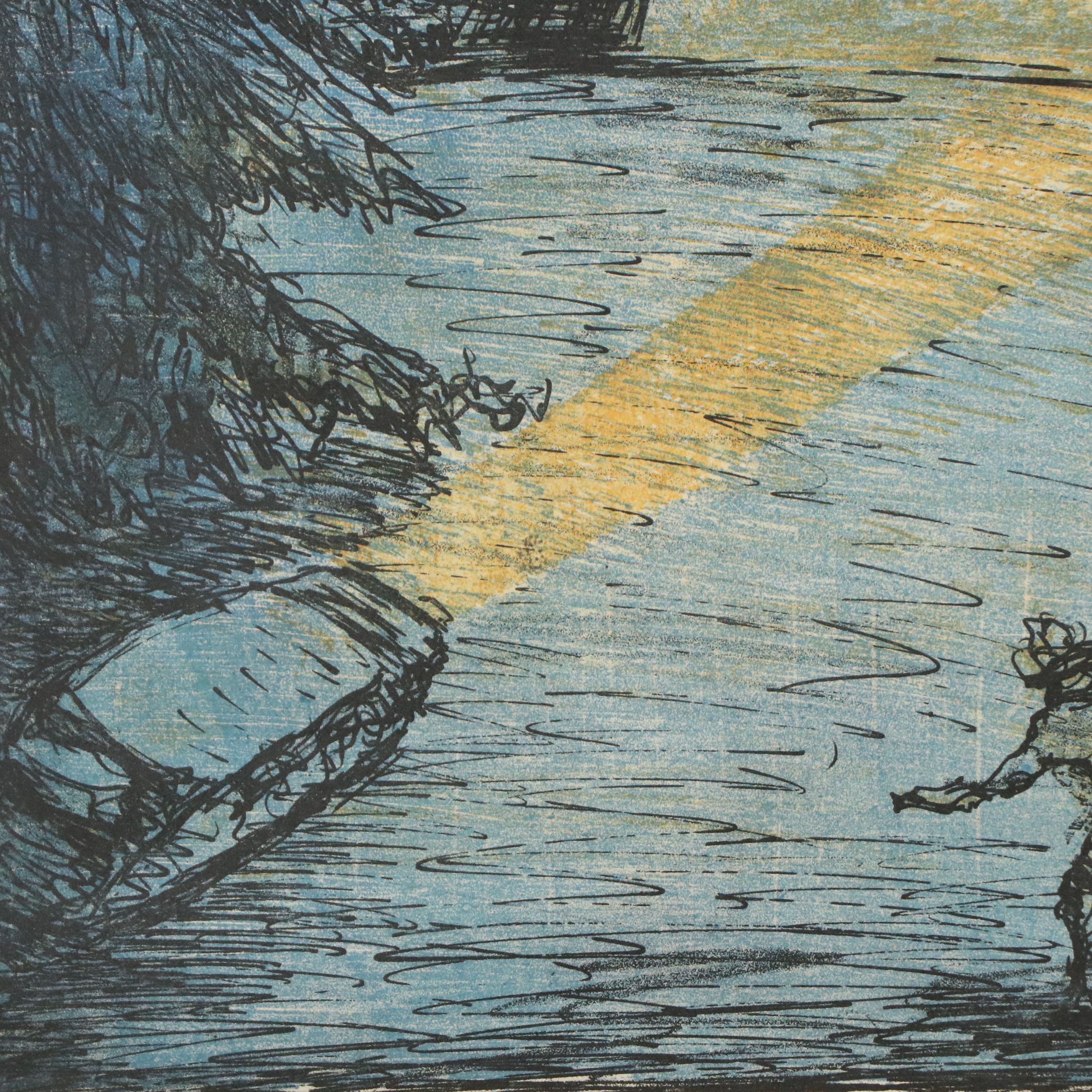 W. Prius Color Lithograph "City Lights," Late 20th Century