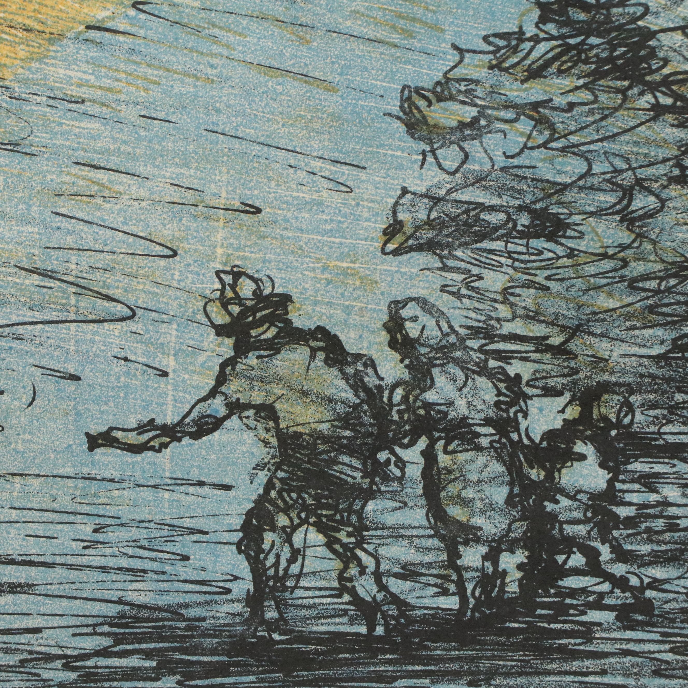 W. Prius Color Lithograph "City Lights," Late 20th Century