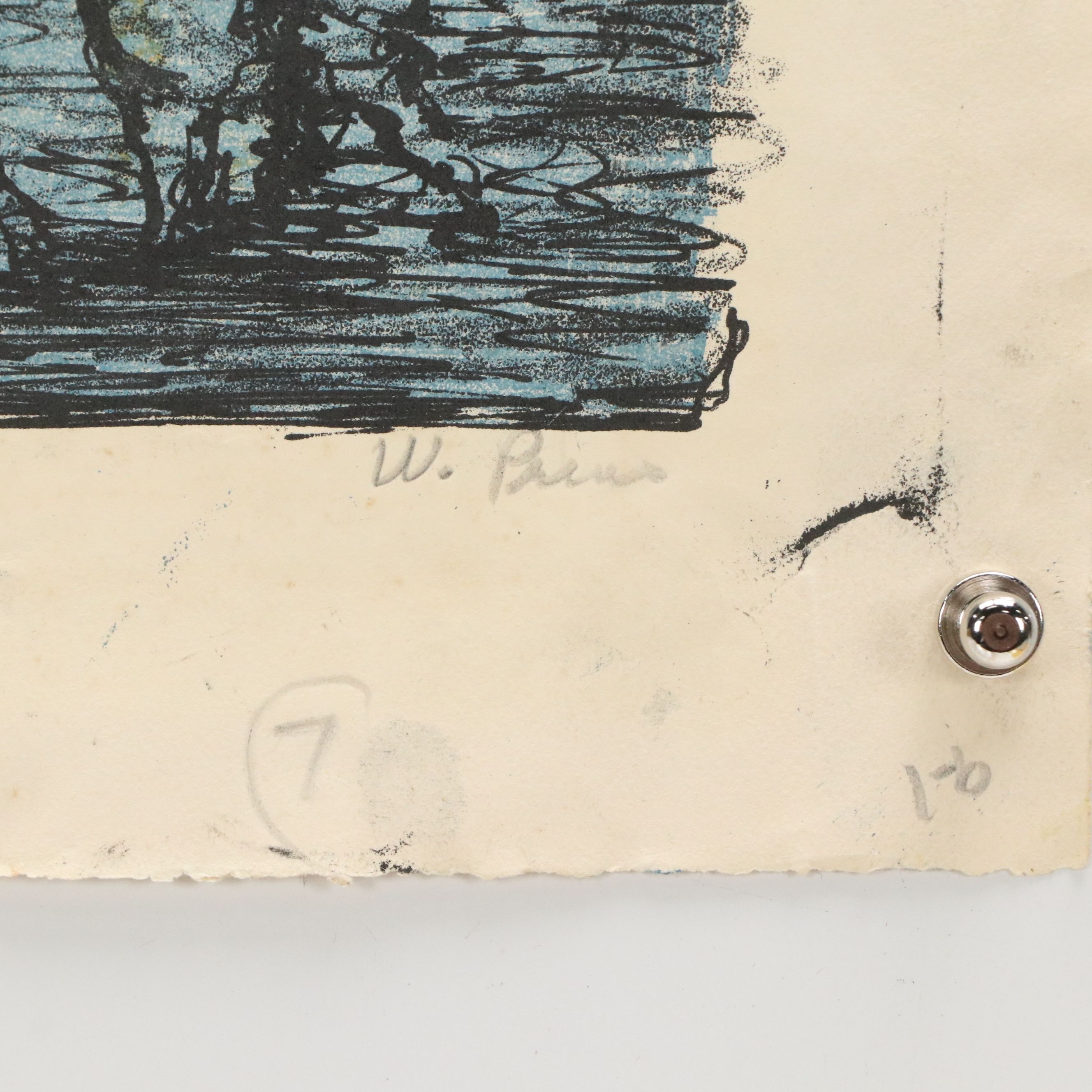 W. Prius Color Lithograph "City Lights," Late 20th Century