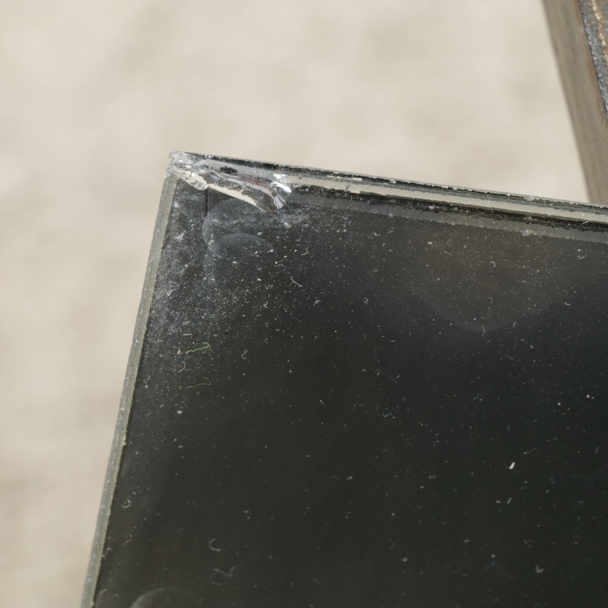 Wrought Iron Tray-Style Coffee Table with Smoked Glass Mirror Top