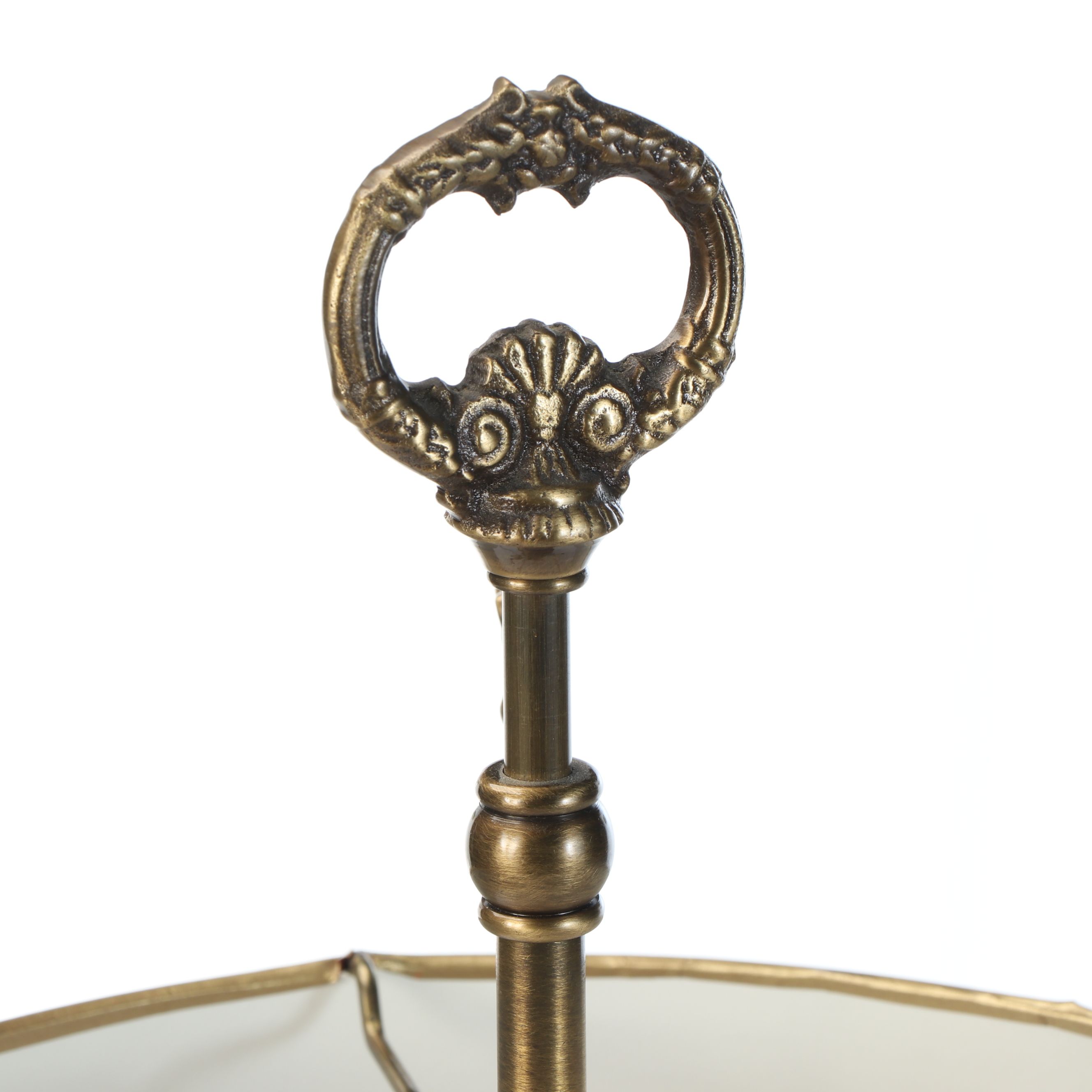 Neoclassical Bouillotte Brass Table Lamp with Black Paper Shade