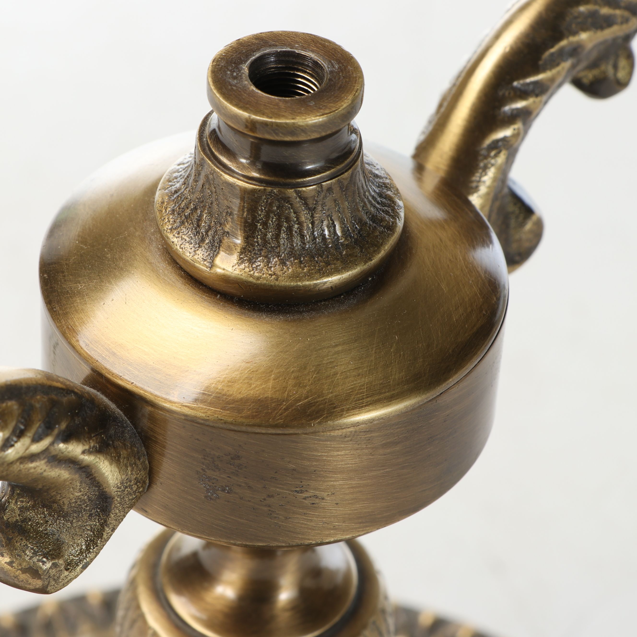 Neoclassical Bouillotte Brass Table Lamp with Black Paper Shade