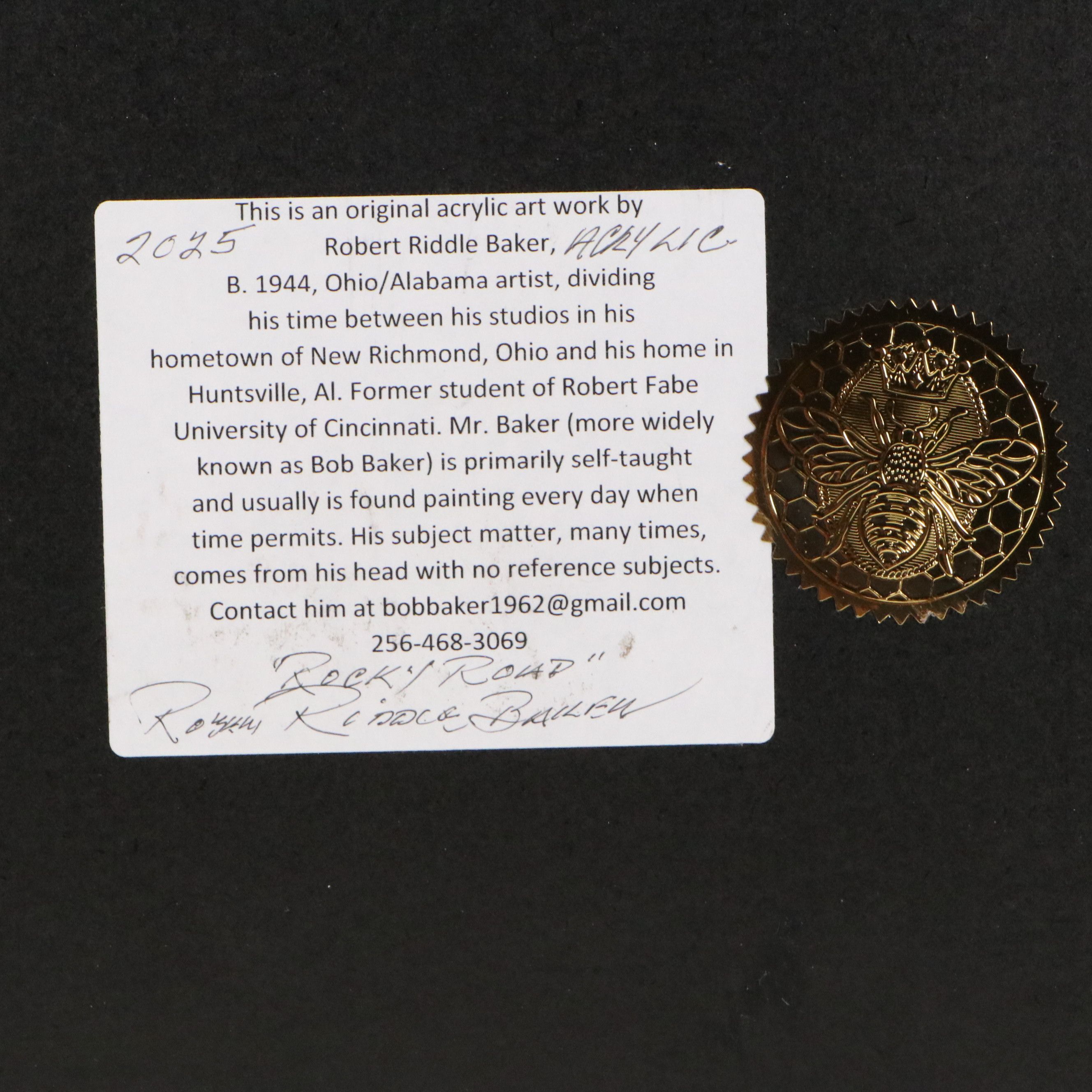 Robert Riddle Baker Acrylic Painting "Rocky Road," 2025