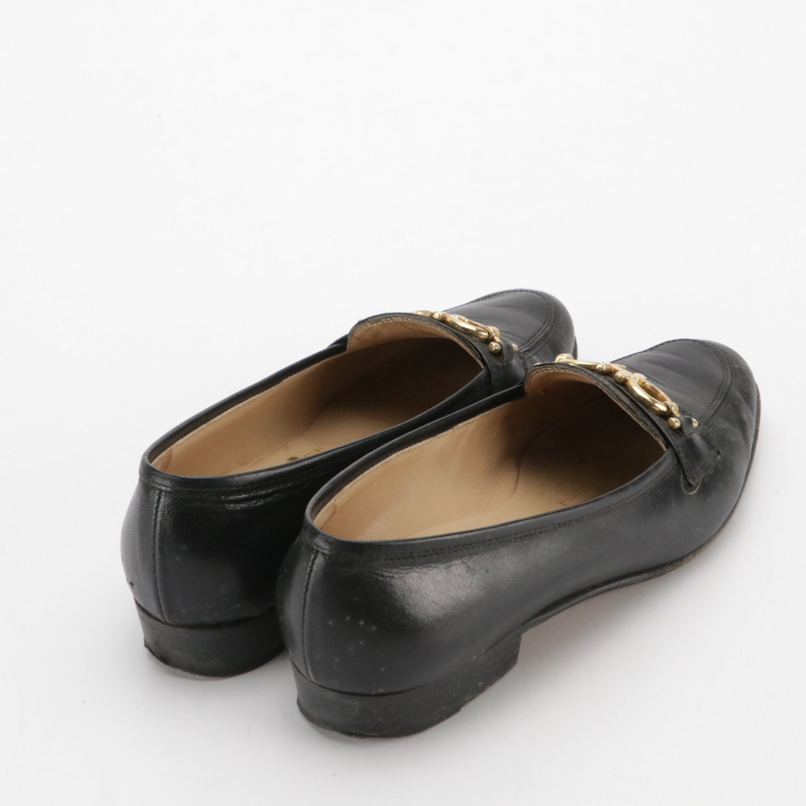 Salvatore Ferragamo Gancini Loafers in Black Leather