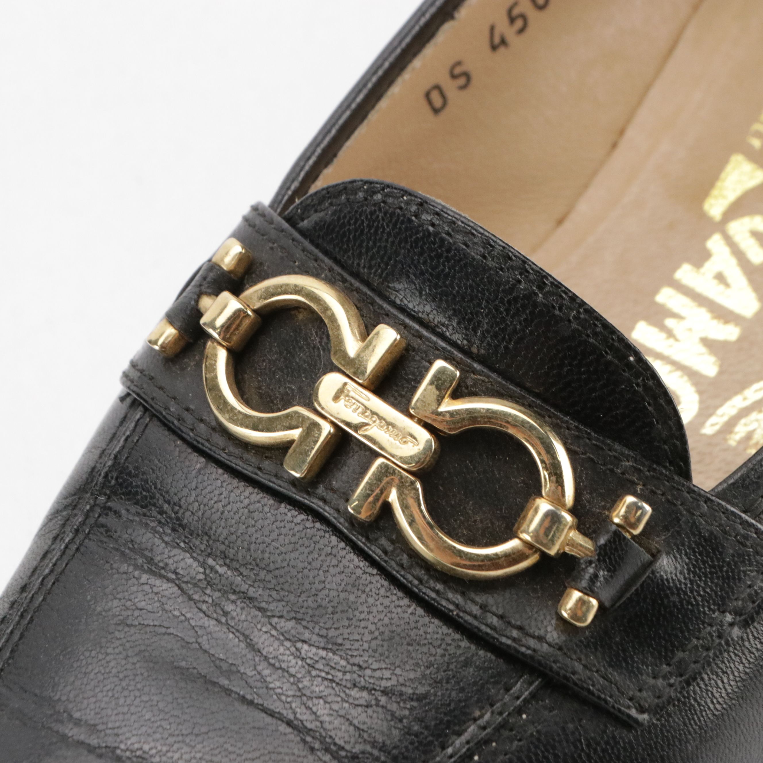 Salvatore Ferragamo Gancini Loafers in Black Leather