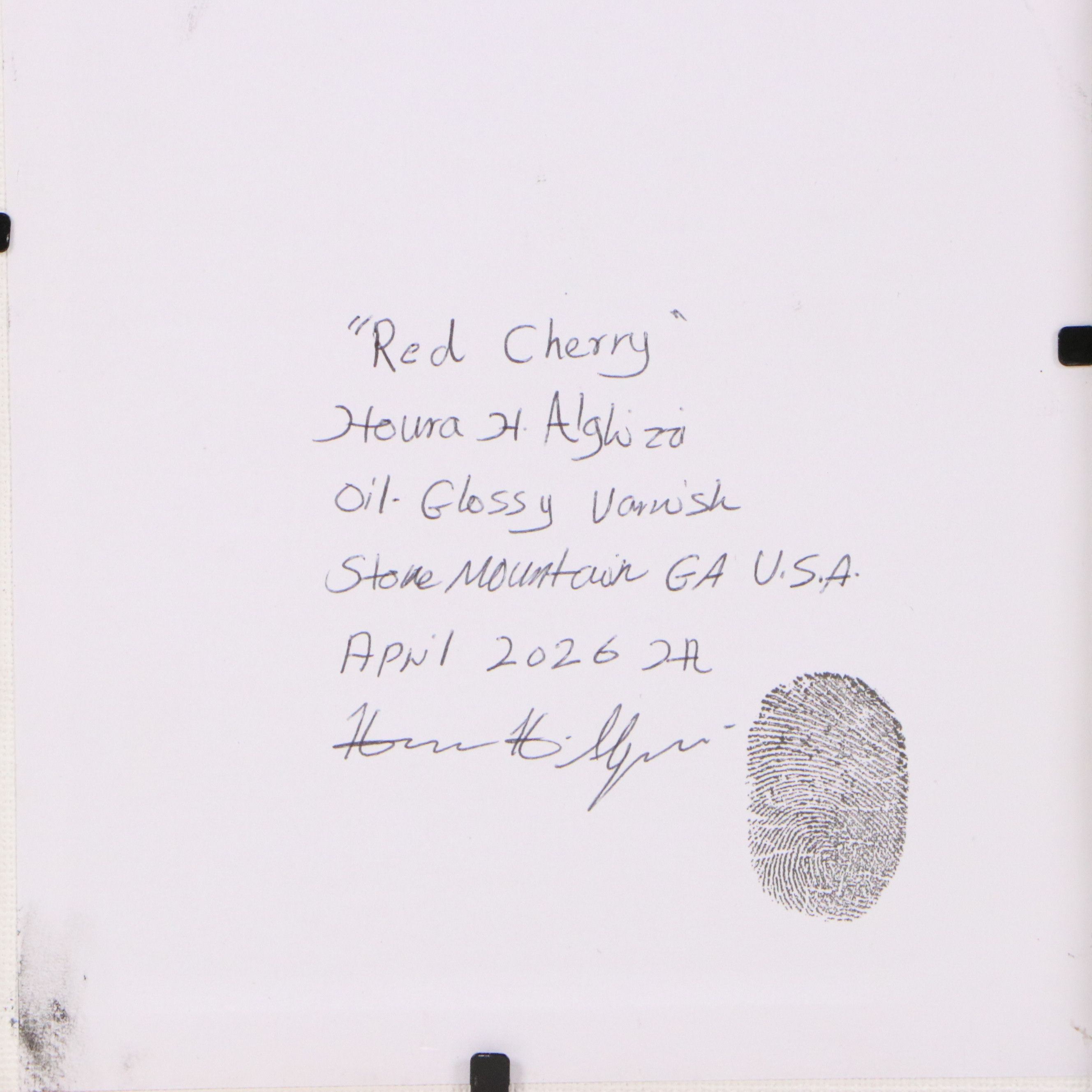 Houra H. Alghizzi Oil Painting "Red Cherry," 2026