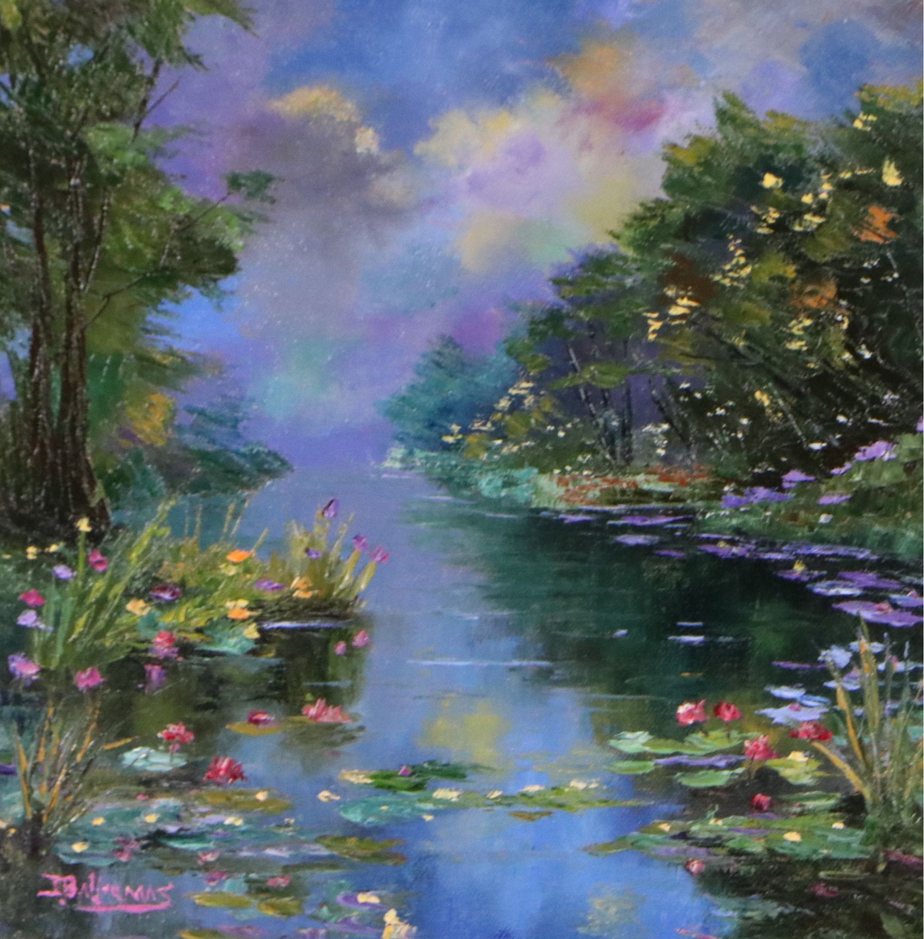 James Baldoumas Oil Painting "Flowering Pond," 2026