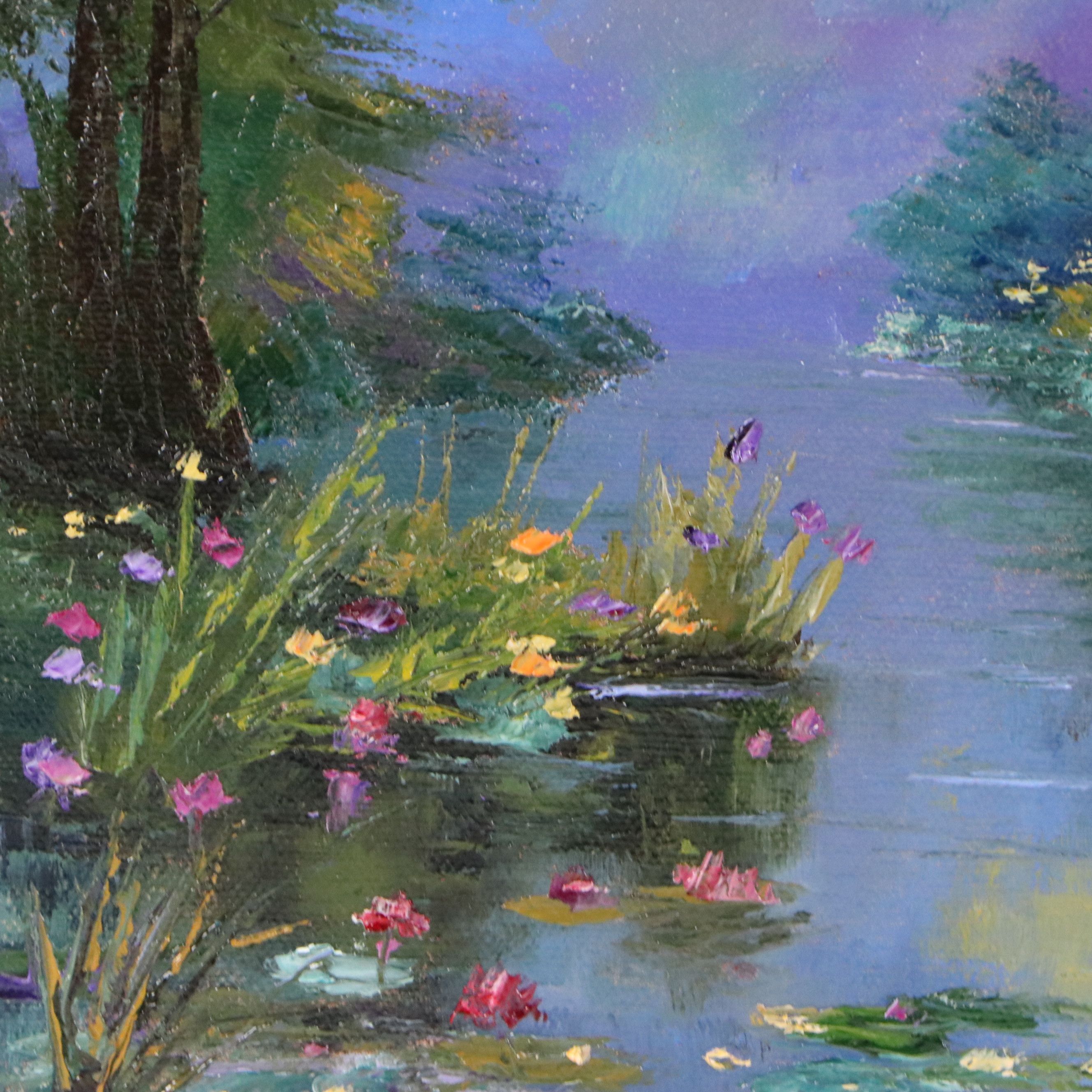 James Baldoumas Oil Painting "Flowering Pond," 2026