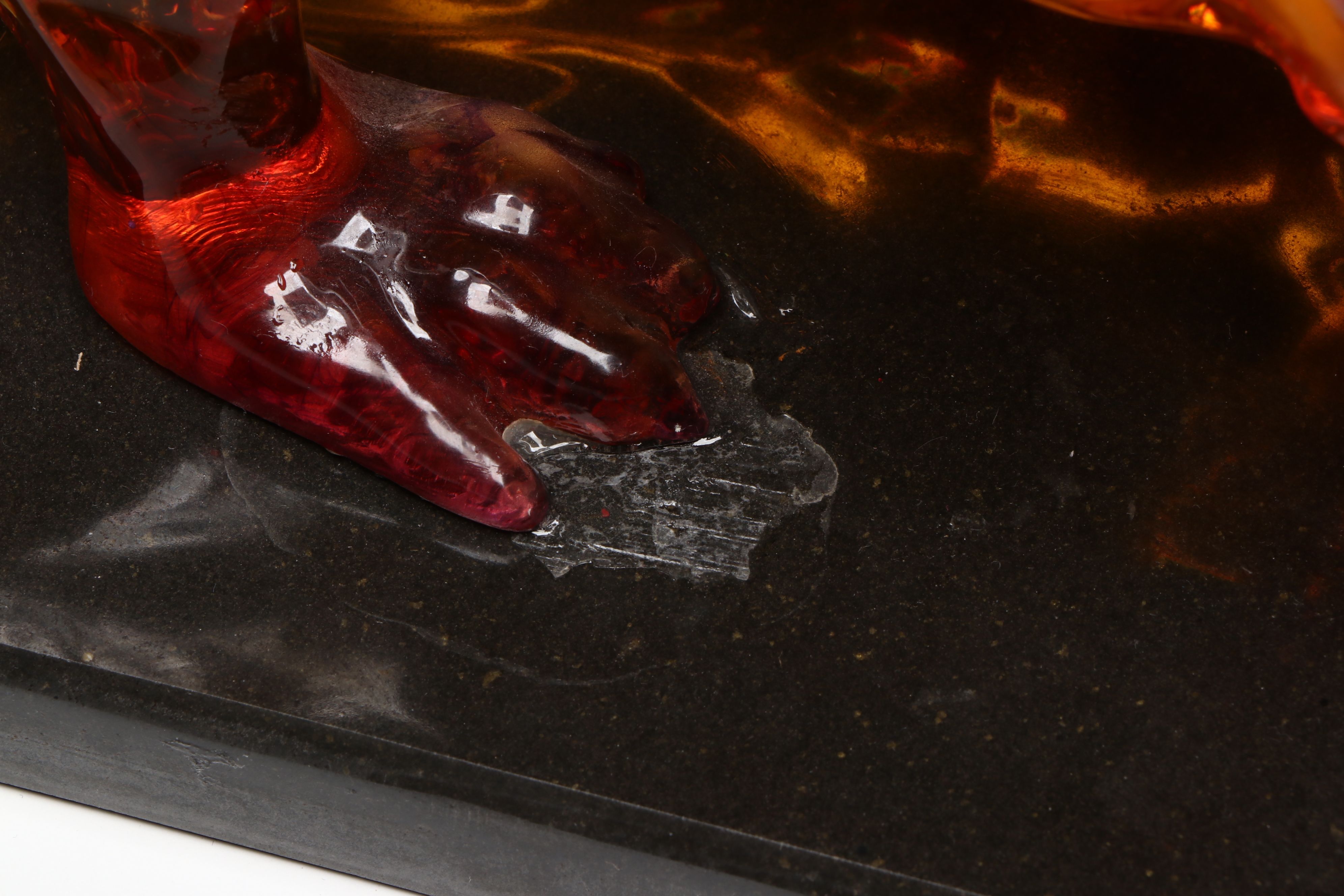 Resin Amber Roaring Lion Figure