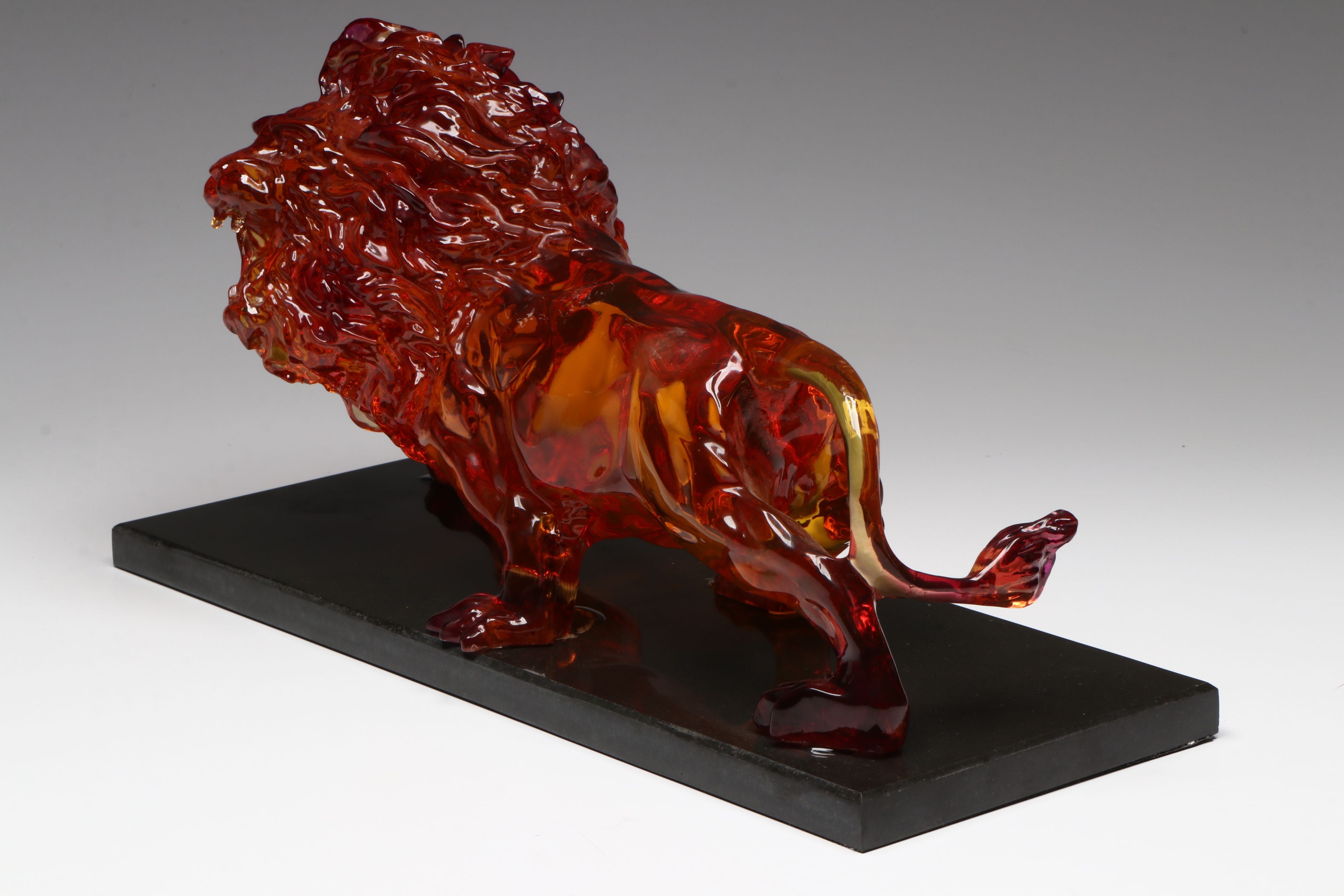 Resin Amber Roaring Lion Figure