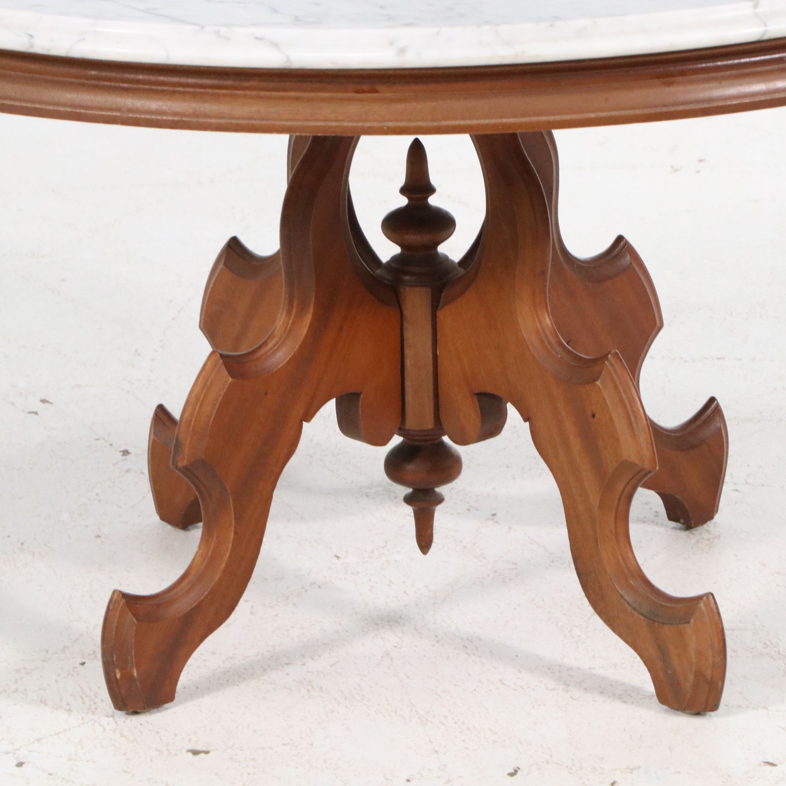 Victorian Eastlake Marble Top Oval Parlor Table, Late 19th Century