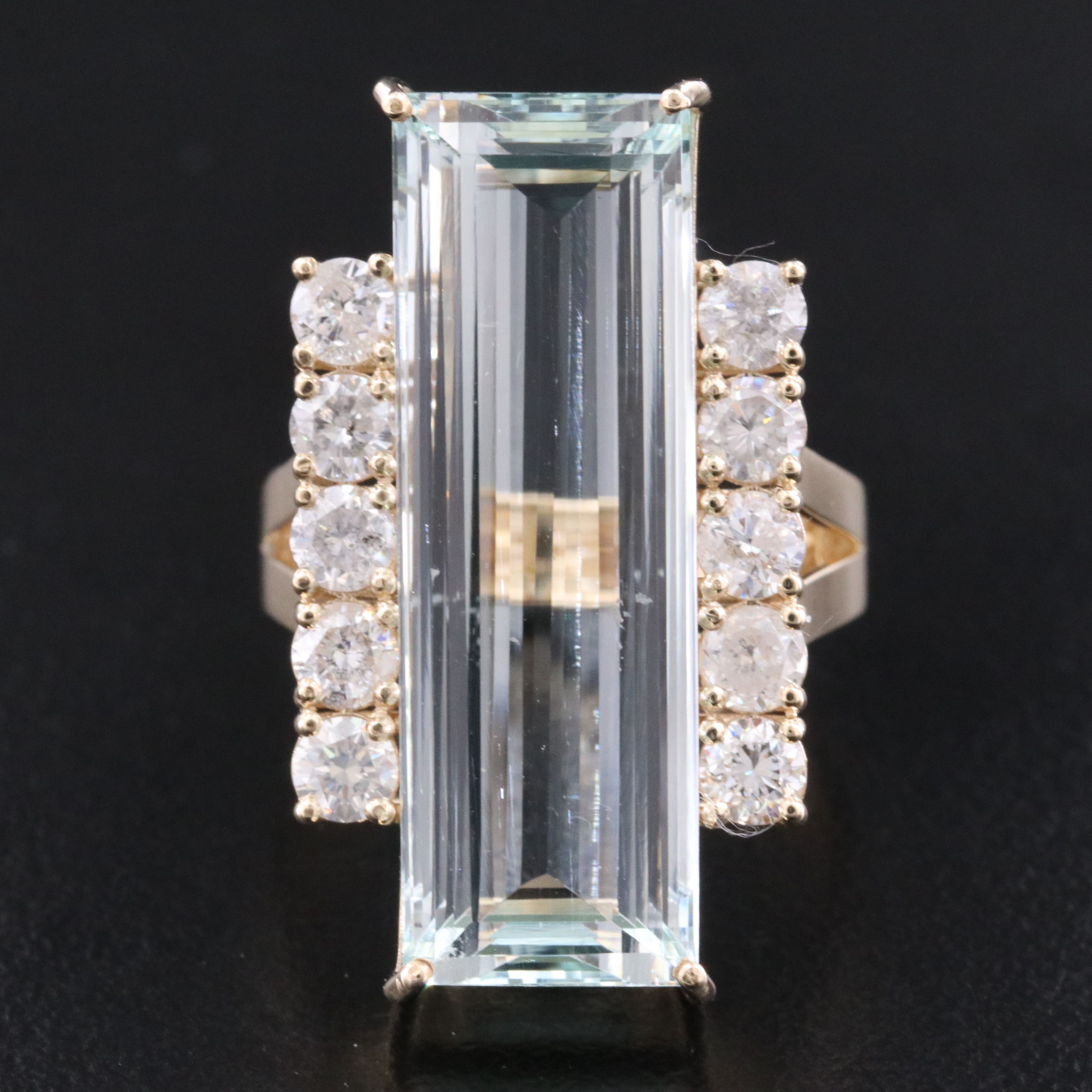 14K 15.14 CT Aquamarine and 1.30 CTW Diamond Ring