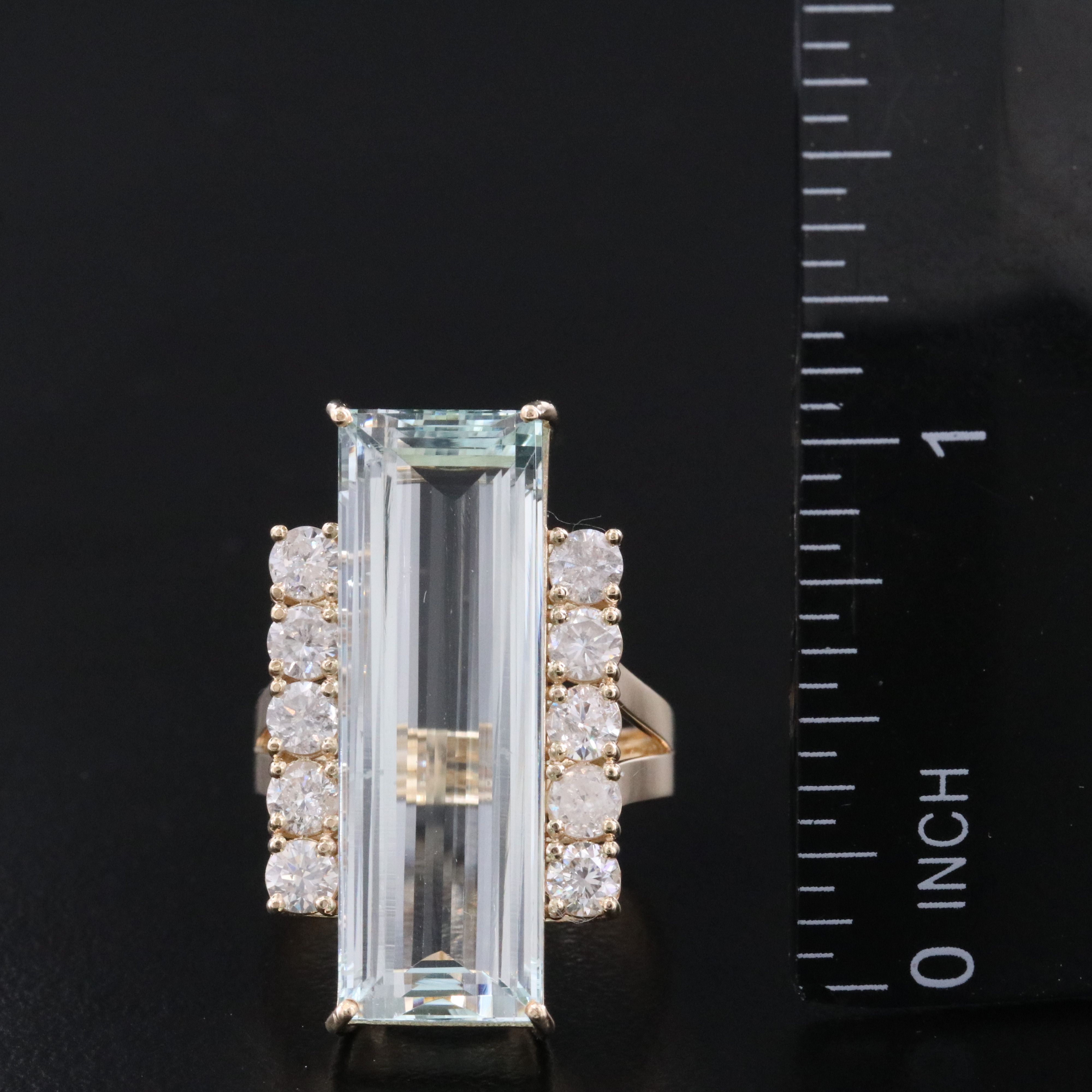 14K 15.14 CT Aquamarine and 1.30 CTW Diamond Ring