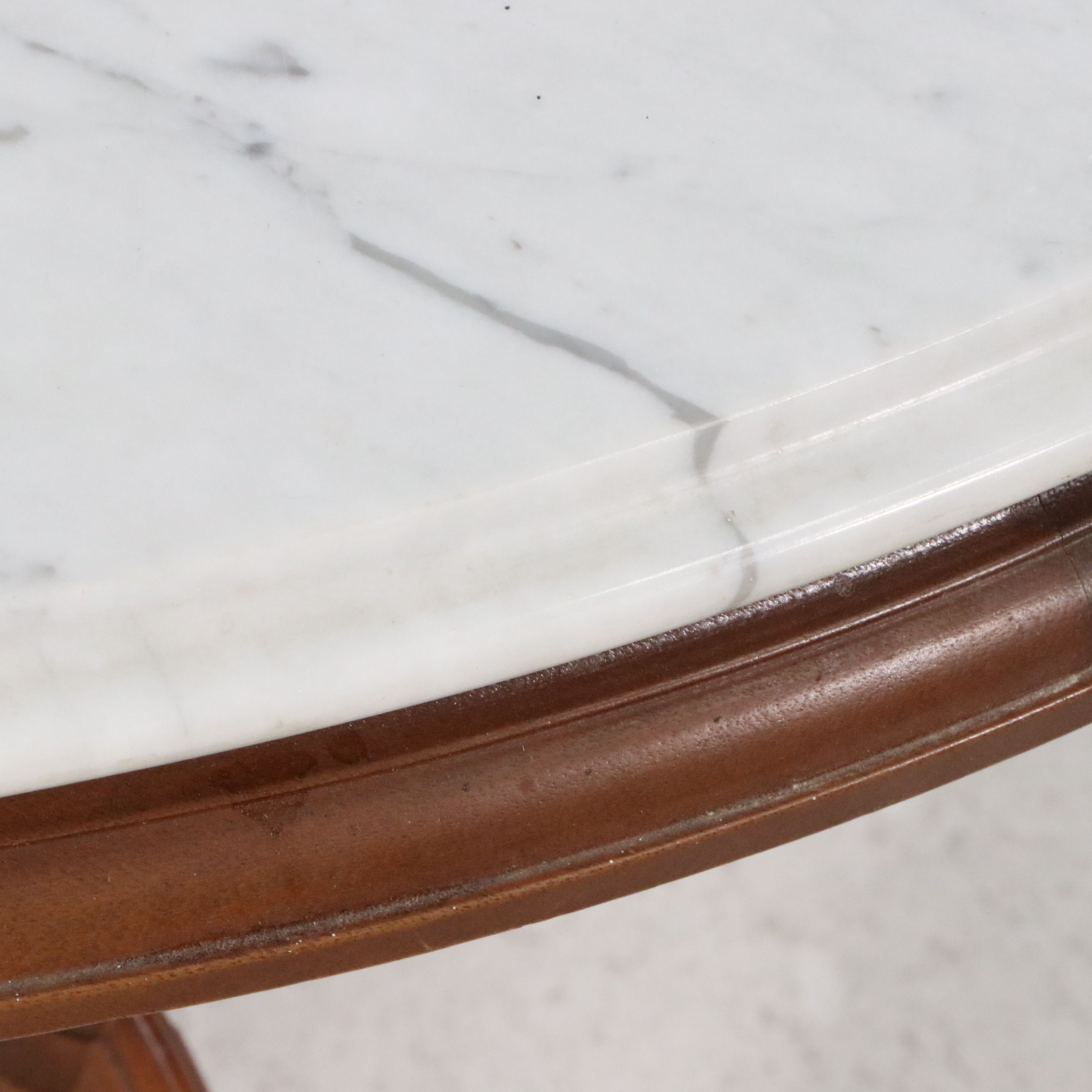 Victorian Eastlake Marble Top Oval Parlor Table, Late 19th Century