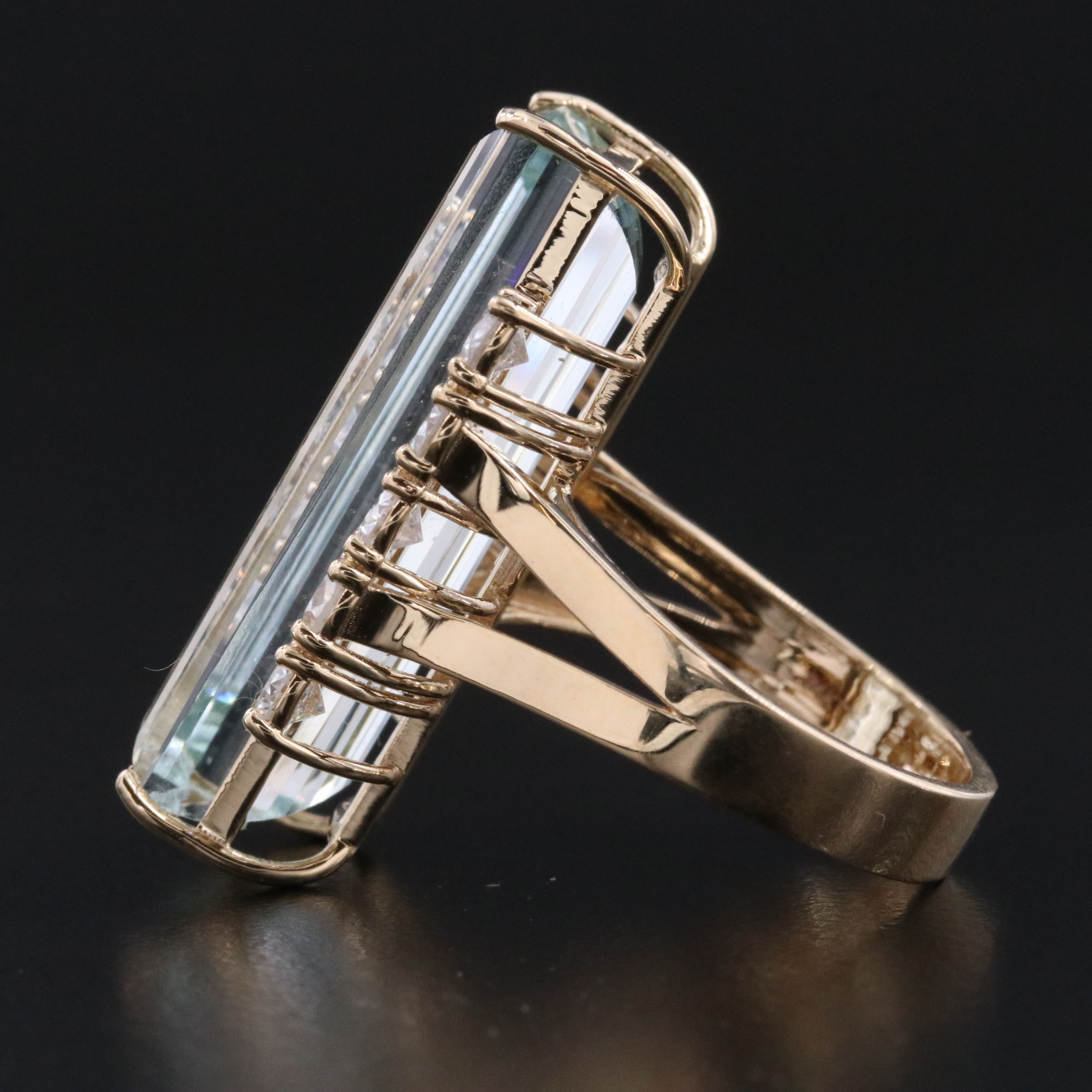 14K 15.14 CT Aquamarine and 1.30 CTW Diamond Ring