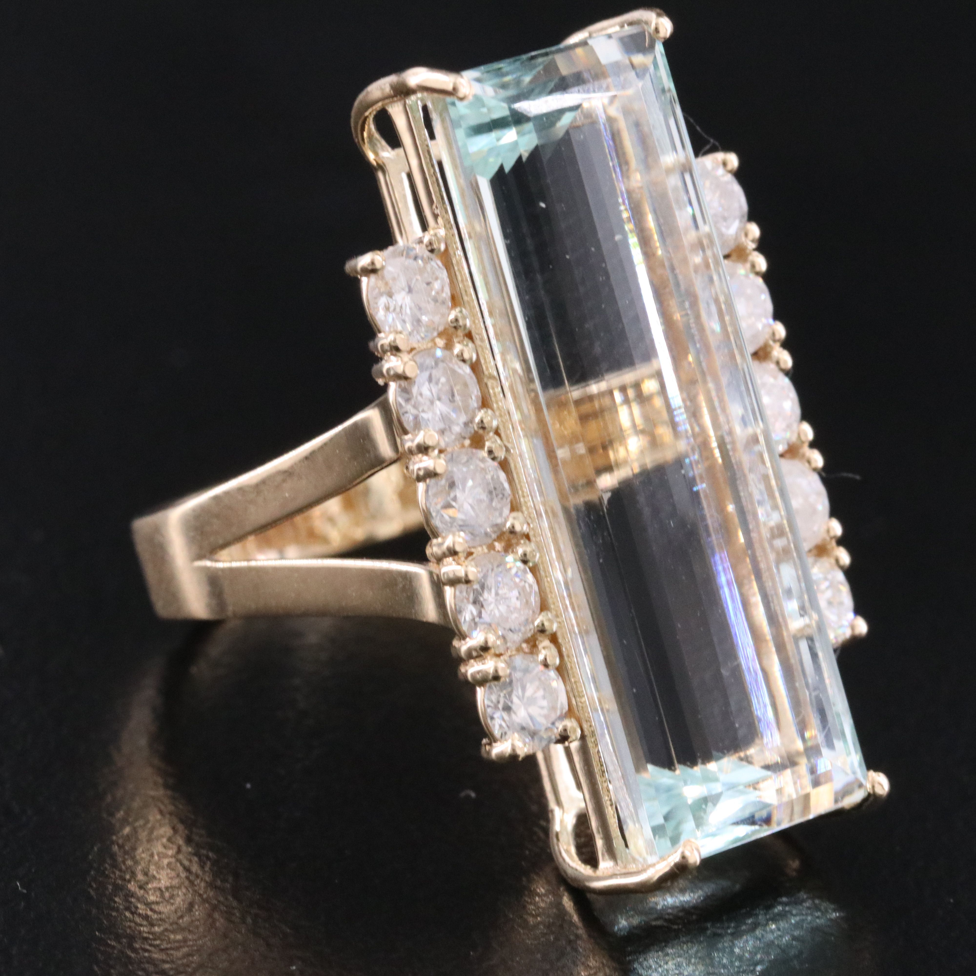 14K 15.14 CT Aquamarine and 1.30 CTW Diamond Ring