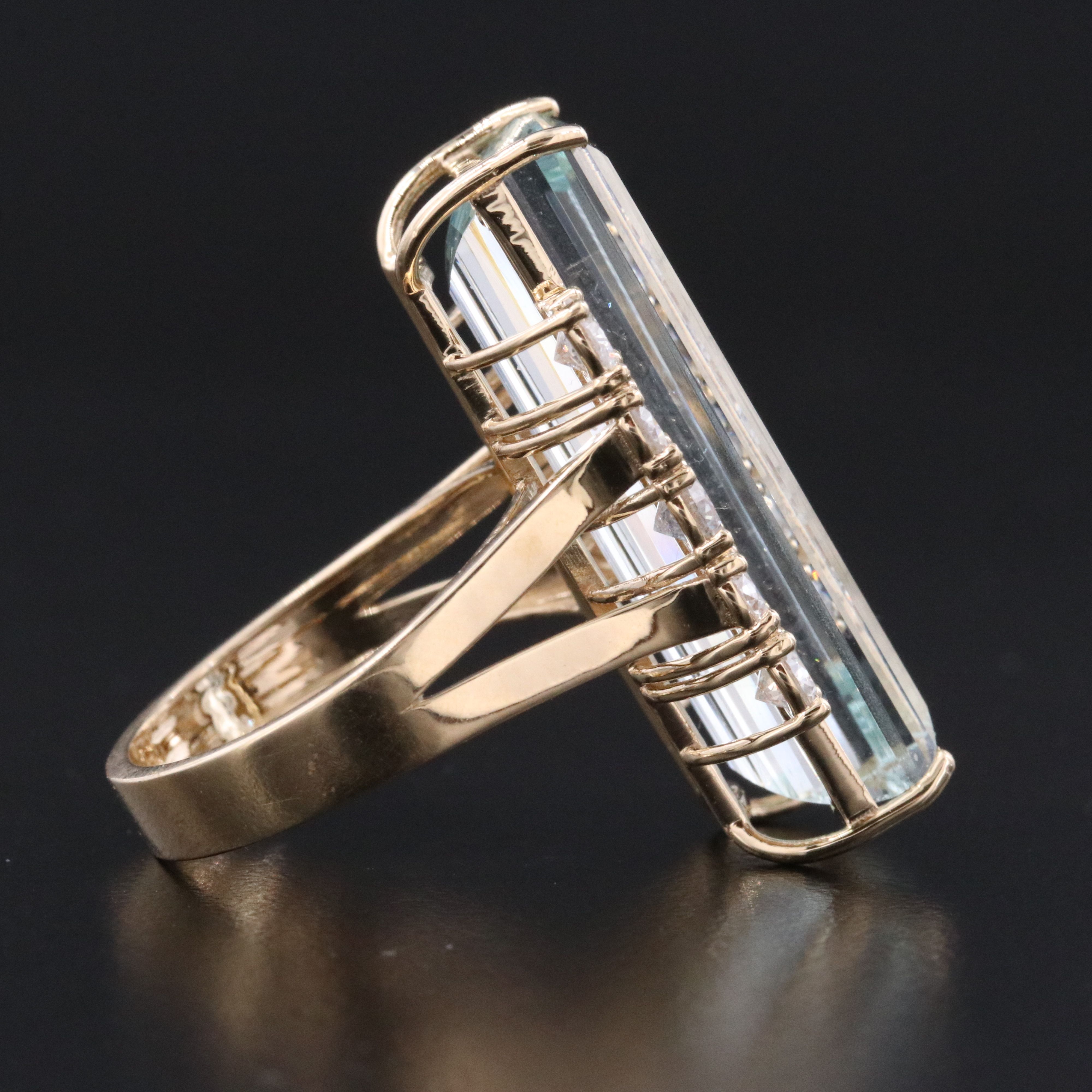 14K 15.14 CT Aquamarine and 1.30 CTW Diamond Ring