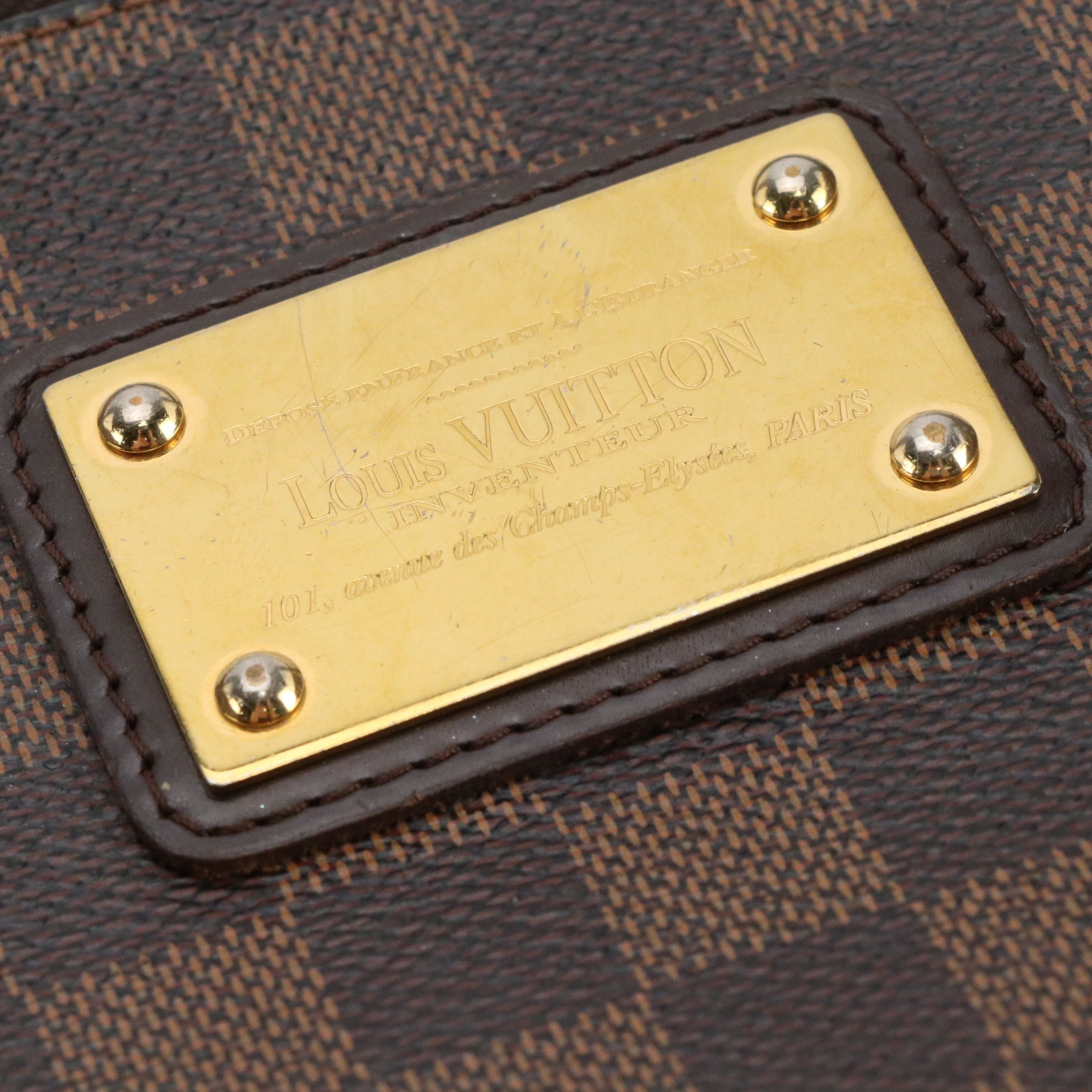 Louis Vuitton Inventeur Plaque Pochette Eva in Damier Ebene Canvas