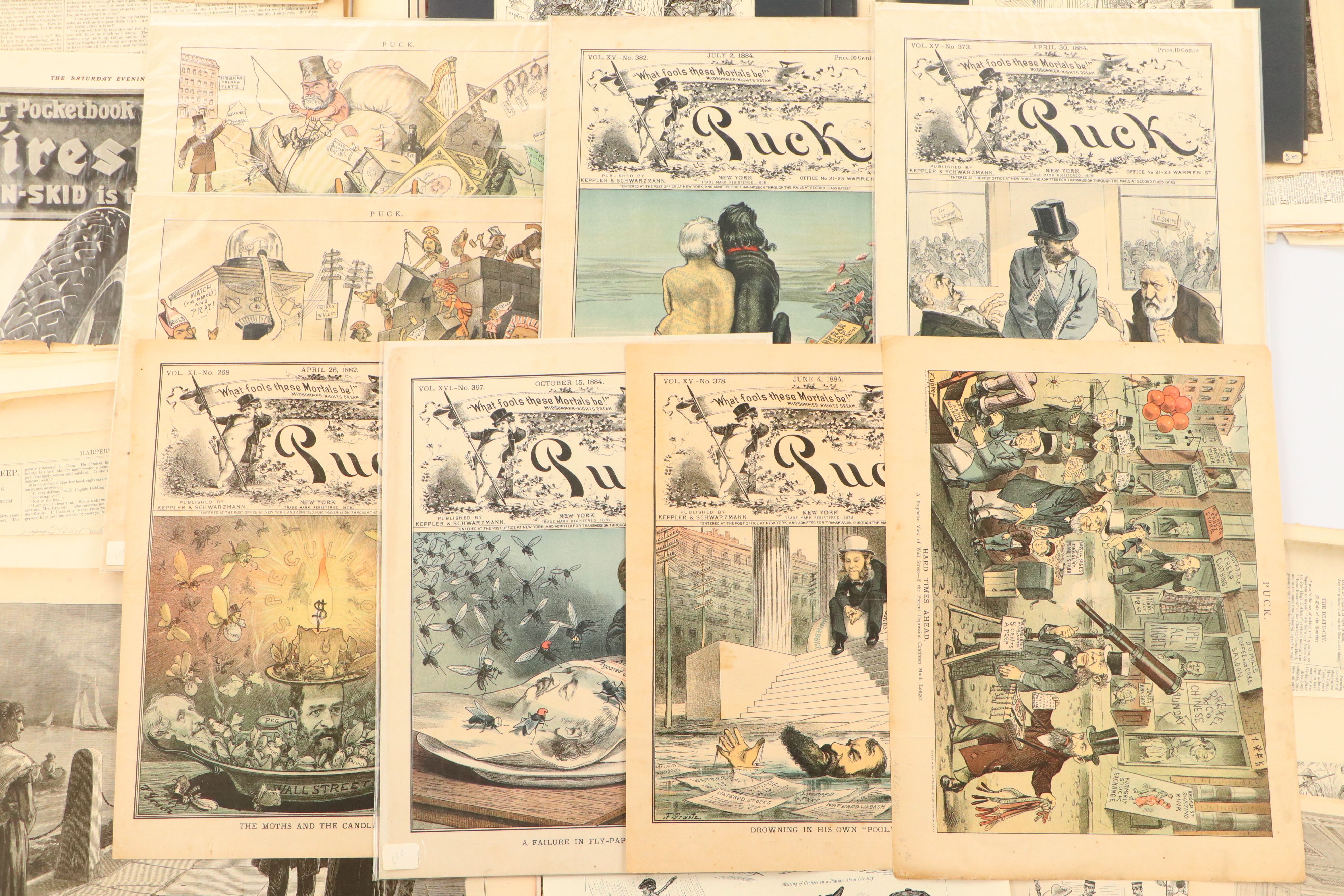 1800s "Harper's Weekly," "Puck" Pages with More Antique and Vintage Ephemera