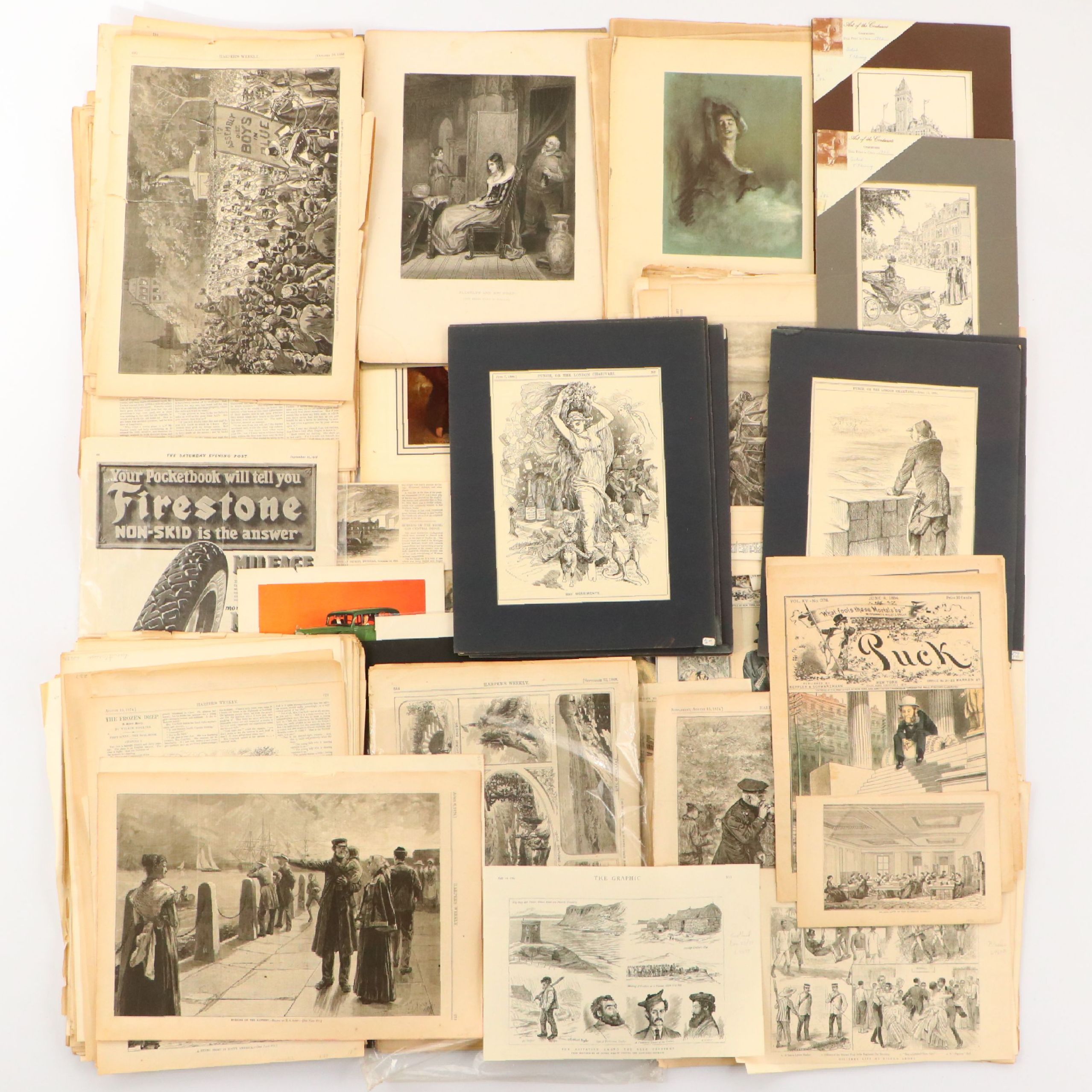 1800s "Harper's Weekly," "Puck" Pages with More Antique and Vintage Ephemera