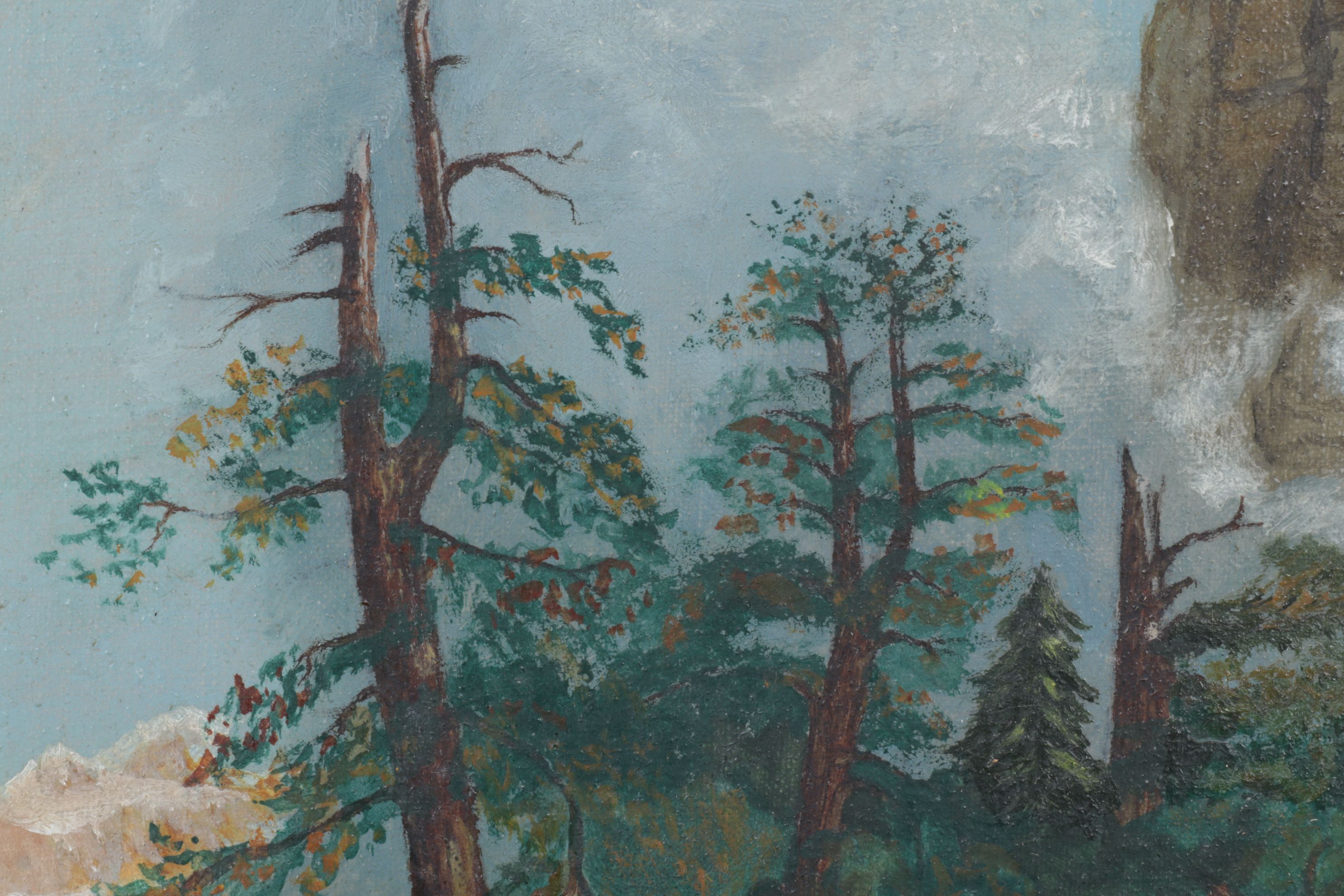 American School Style Acrylic Painting of Hunting Scene, Early 20th Century