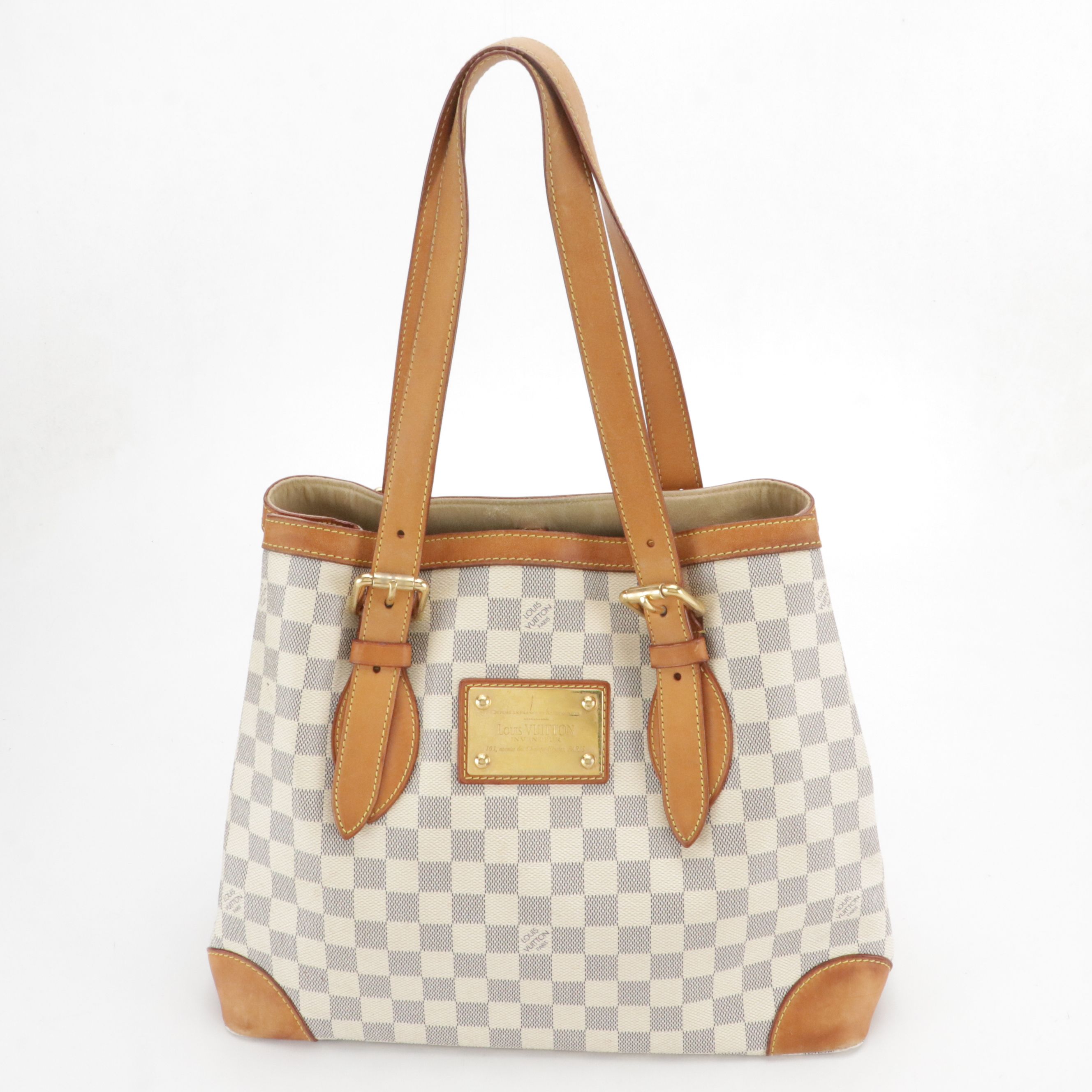 Louis Vuitton Hampstead GM Tote Bag in Damier Azur Canvas and Leather