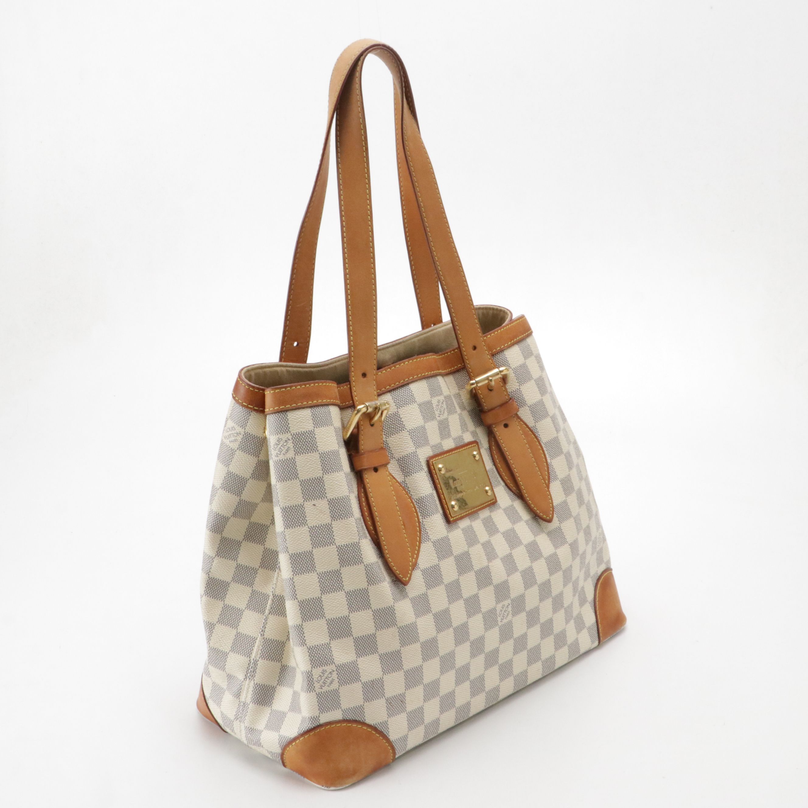 Louis Vuitton Hampstead GM Tote Bag in Damier Azur Canvas and Leather