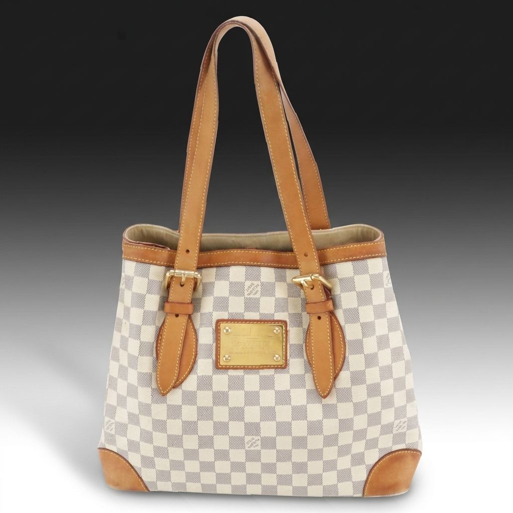 Louis Vuitton Hampstead GM Tote Bag in Damier Azur Canvas and Leather
