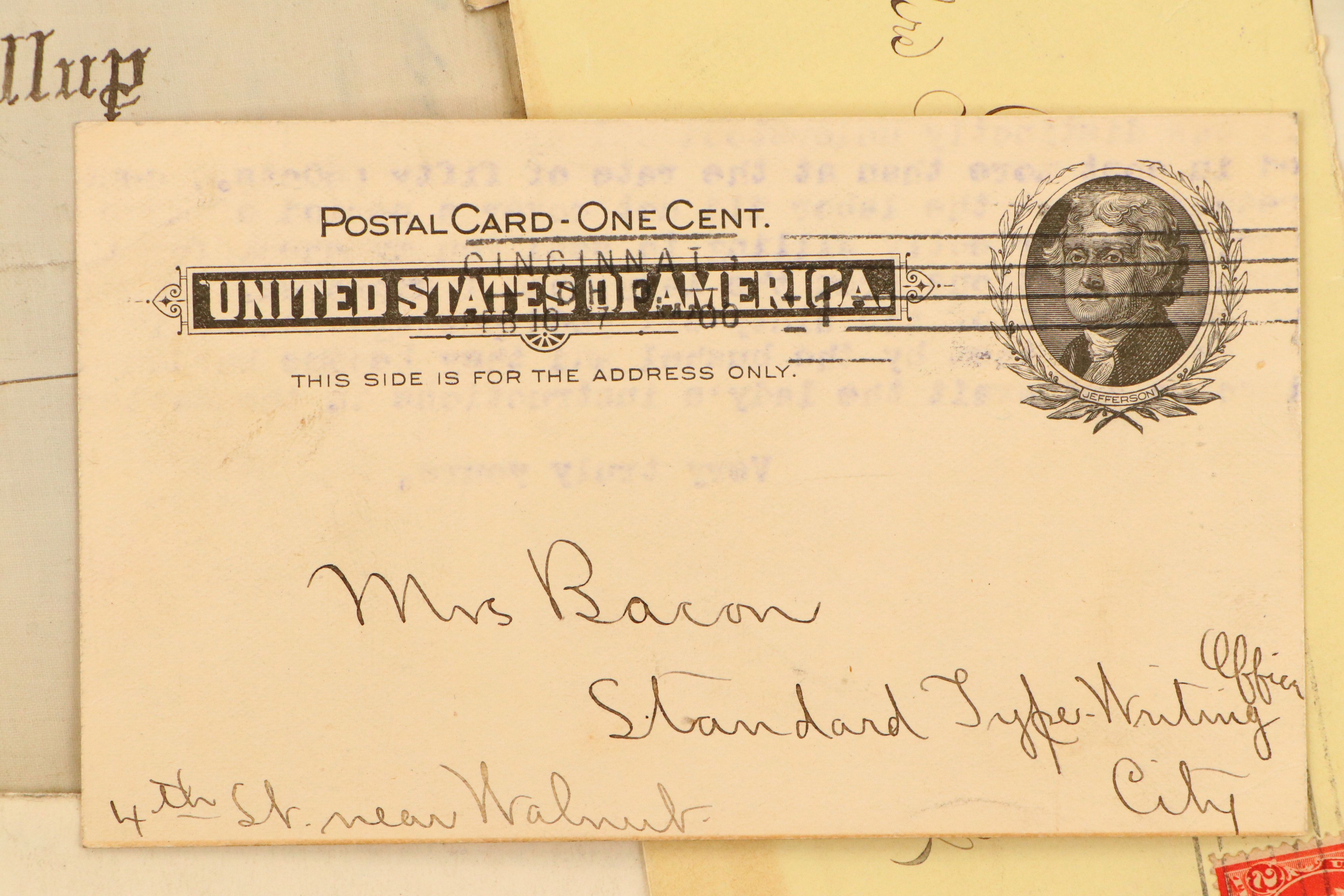 Cincinnati Law Office Letters with Postcards and More, Late 19th/Early 20th C.