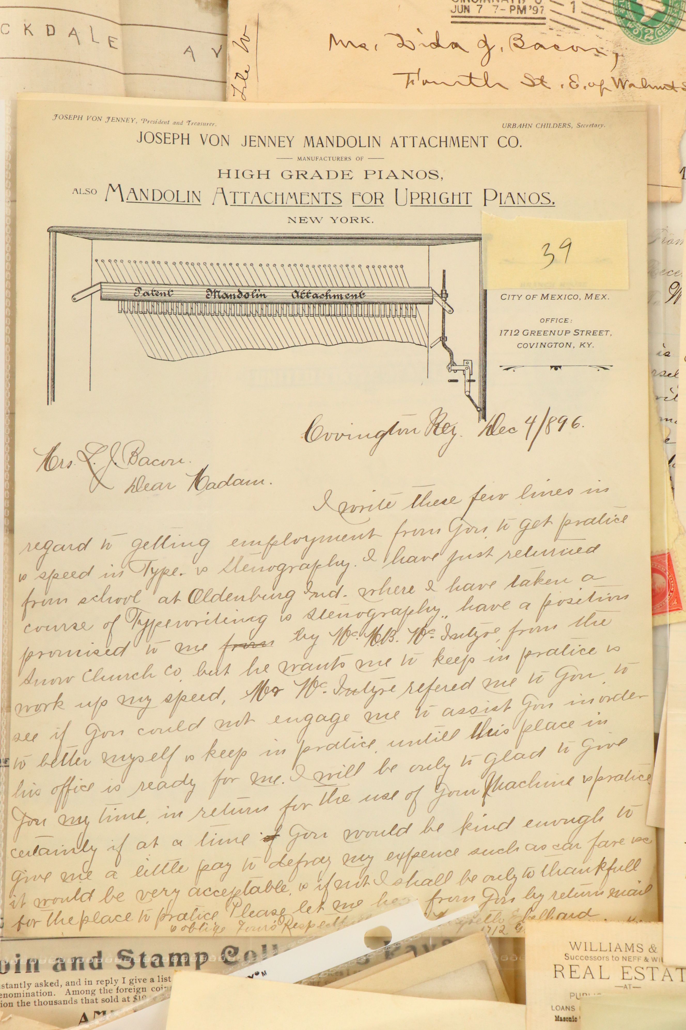 Cincinnati Law Office Letters with Postcards and More, Late 19th/Early 20th C.